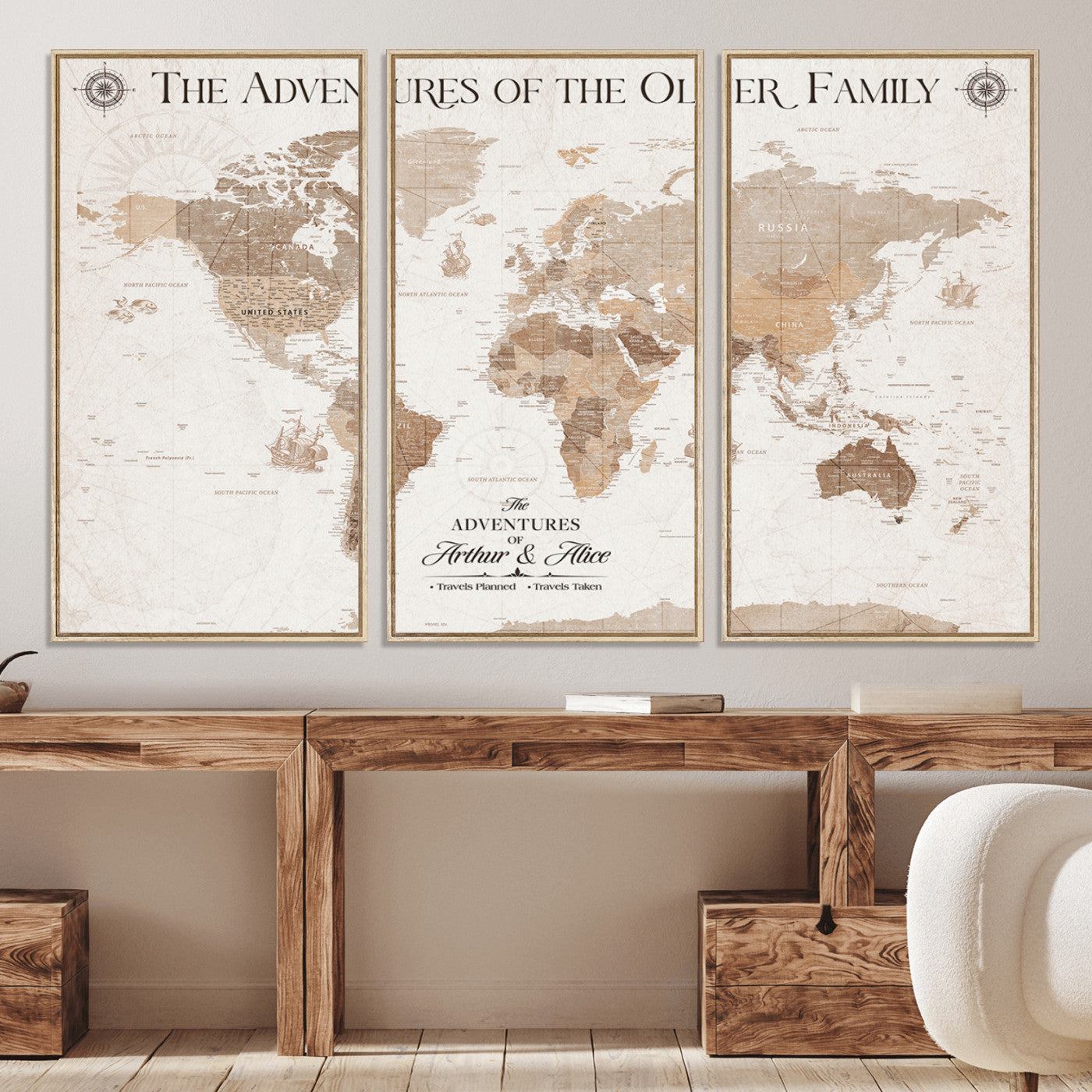 58395047-MGV-CV-36X24-Personalized Framed World Map Canvas Wall Art Print – Custom Push Pin Travel Tracker Lover - Custom World Map on Canvas