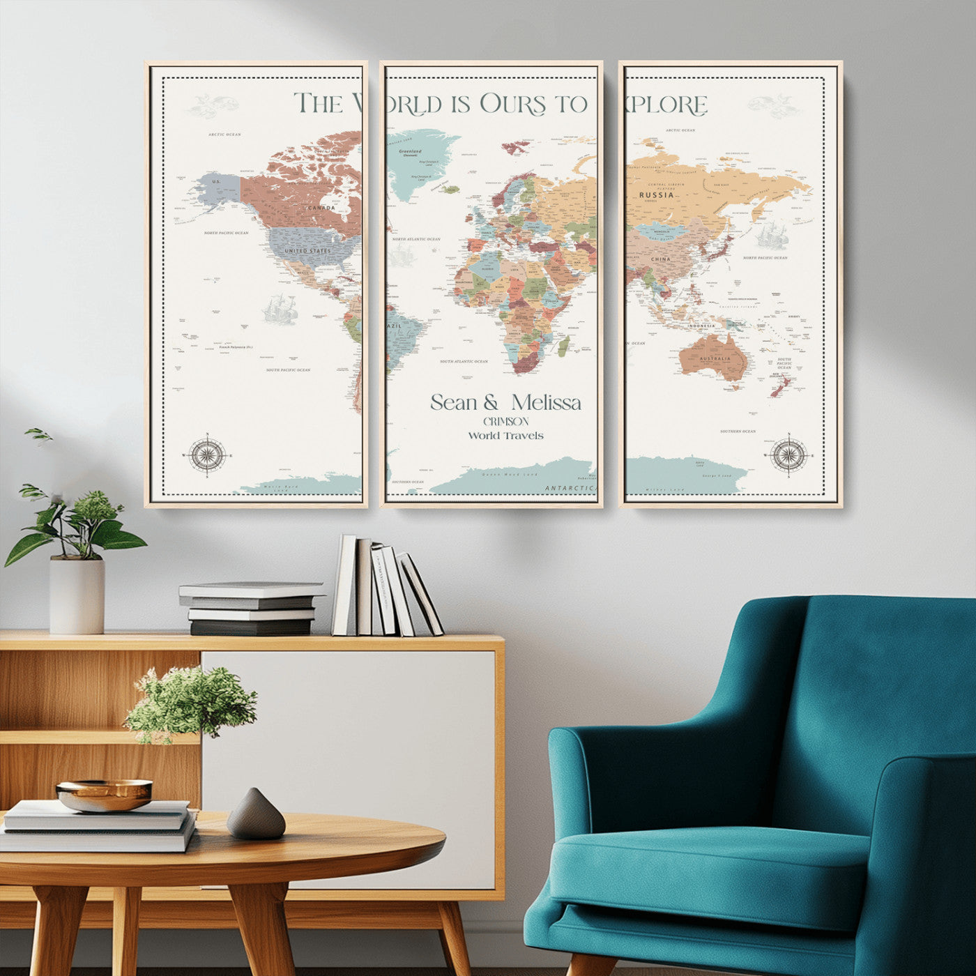 90968866-MGV-CV-36X24-Custom Push Pin World Map Wall Canvas Print – Personalized Travel Tracker with Pins – Framed Large Multi-Size Canvas for Home Office Decor