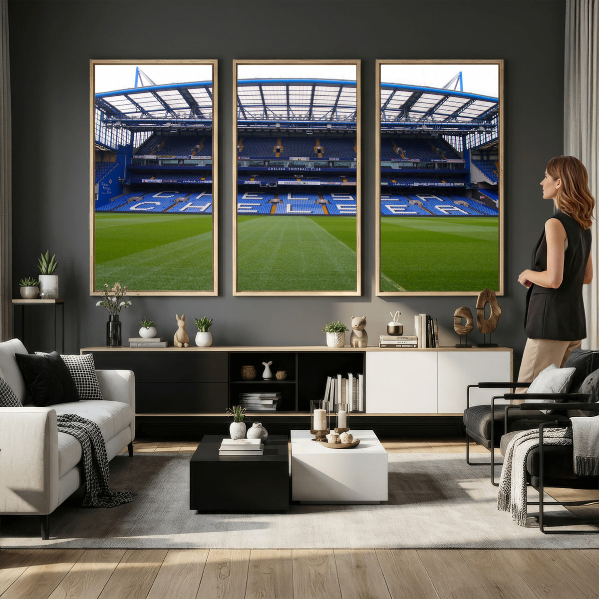 38616413CHELSA-MGV-CV-36X24 - Stamford Bridge Chelsea Football Stadium Canvas Wall Art