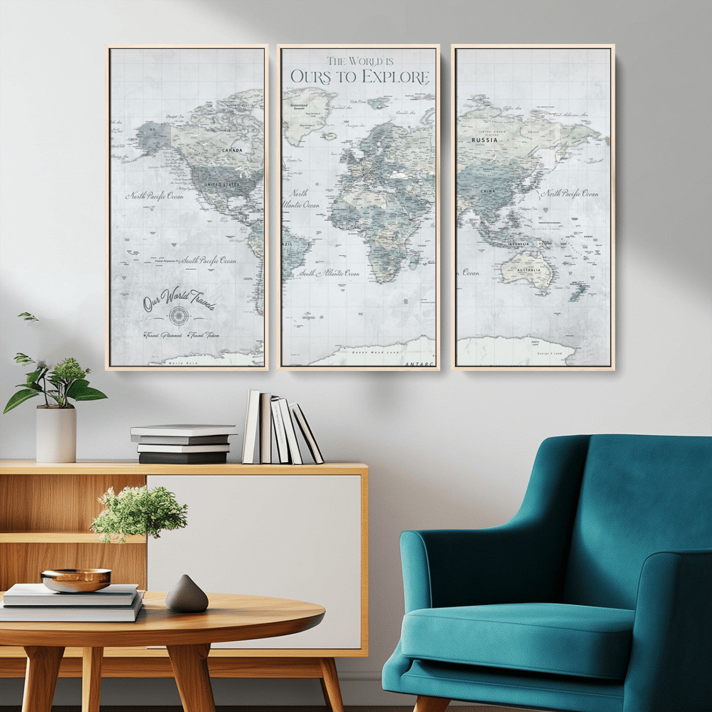 Custom Push Pin World Map Wall Canvas Print – Personalized Travel Tracker with Pins – Framed Custom Quotie Canvas for Home Office Decor