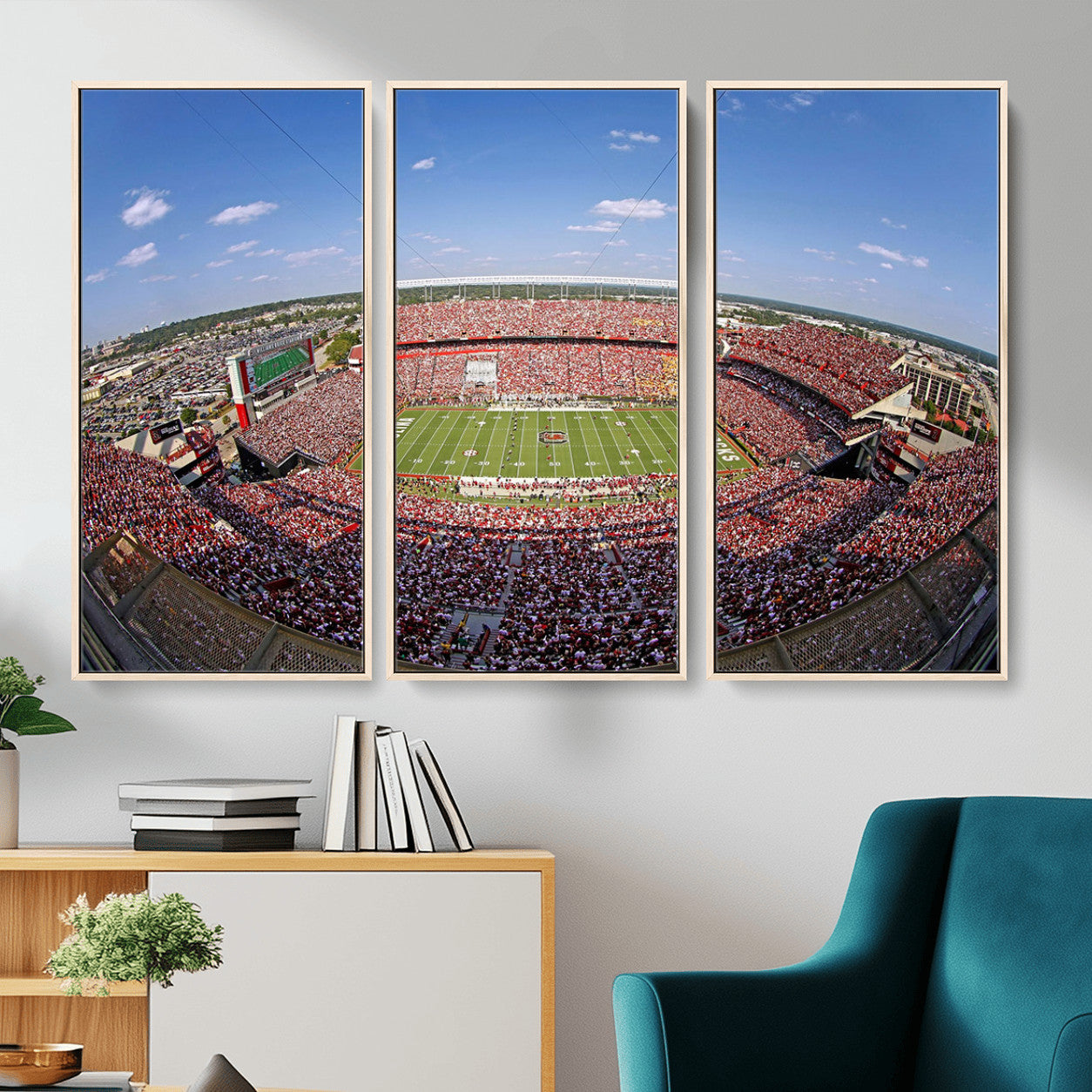 29492070-MGV-FC-48X32-3P - William Brice Stadium Wall Art Canvas Print – Stadium Crowd Sports Field Outdoor Event Football Game Artwork for Home Office