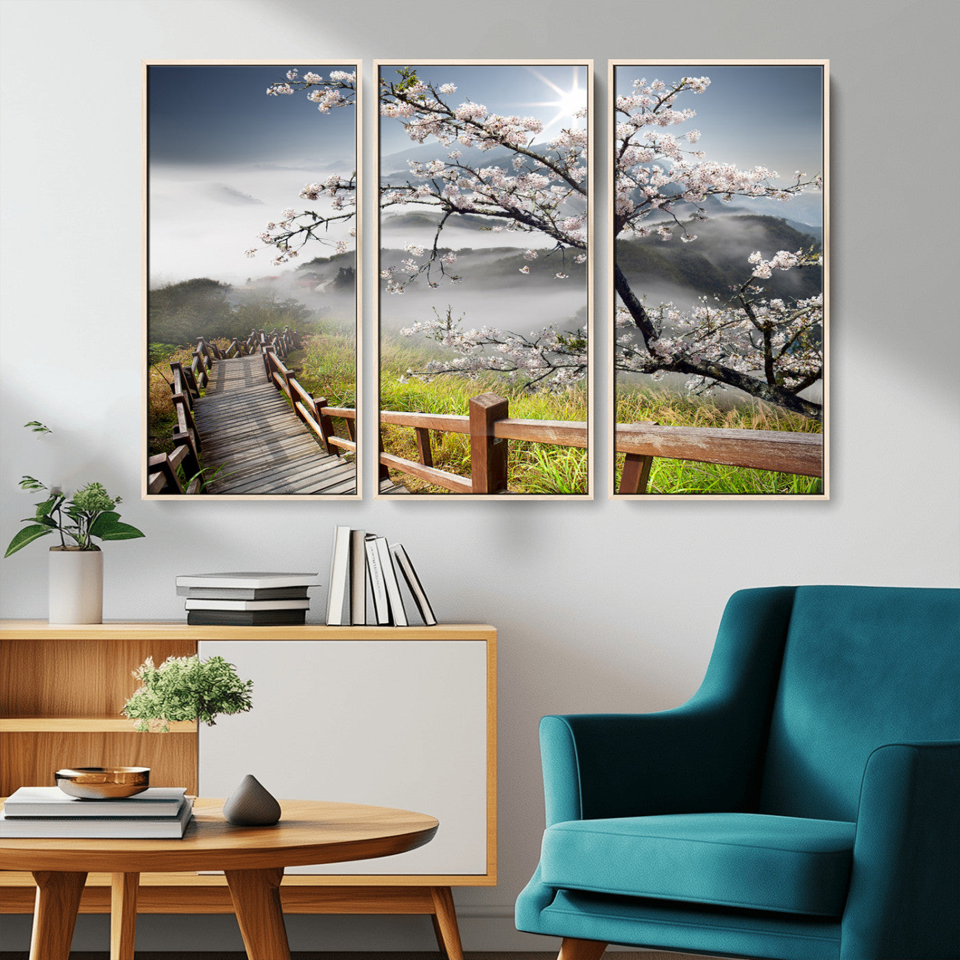 34632598CRY-MGV-CV-36X24-Sakura Cherry Blossom Pathway Canvas Wall Art – Tranquil Walk Through Blossoming Nature – Ready to Hang