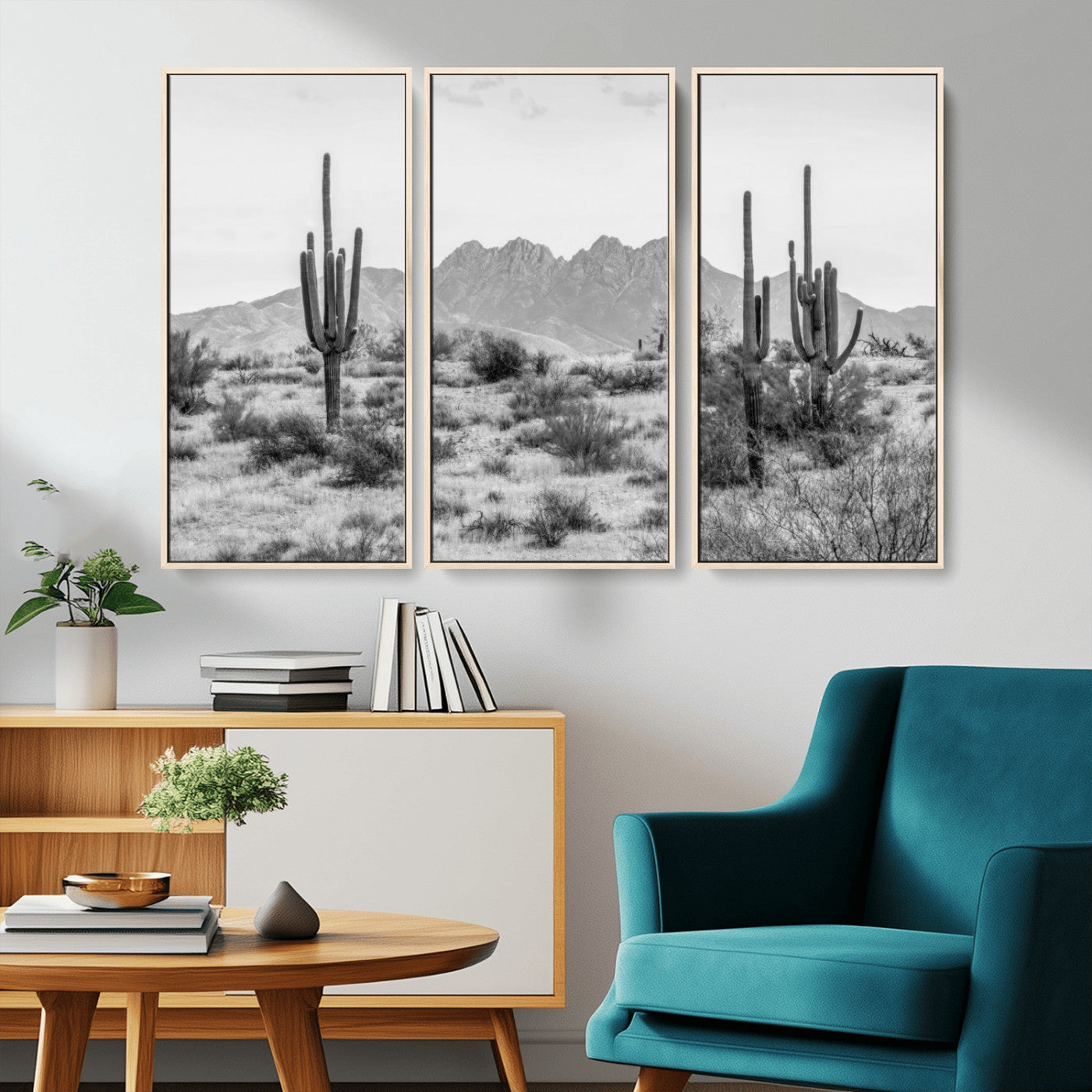 97436PHN-MGV-CV-36X24-Black White Arizona Desert Canvas Wall Art Cactus Farmhouse Wall Art