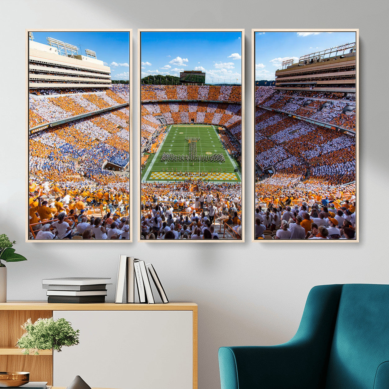 77097951-MGV-FC-48X32-3P - Tennessee Neyland Stadium Wall Art, Sports Arena Canvas Print, Panoramic Stadium Canvas Artwork for Home, Office