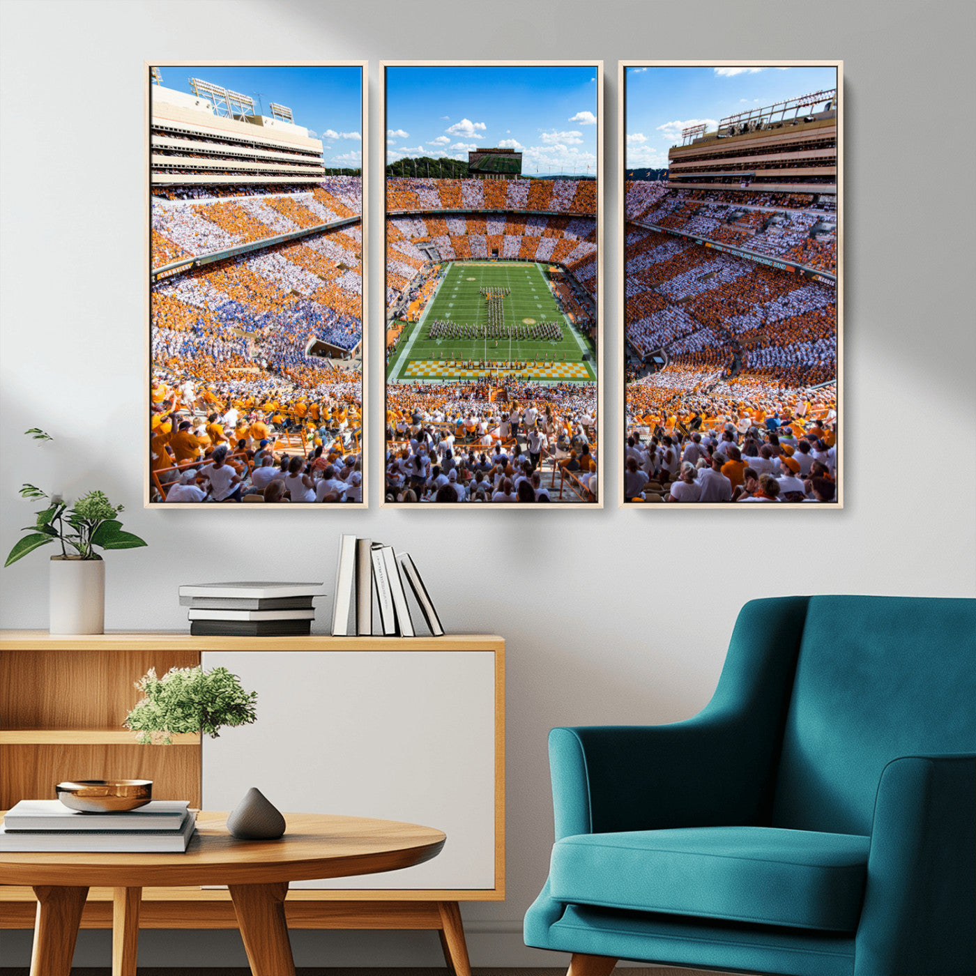 64238859-MGV-CV-48X32-3P-Tennessee Neyland Stadium Wall Art Print, Sports Arena Canvas Wall Art, Panoramic Stadium Canvas Print, Modern Athletic Field Art Printing