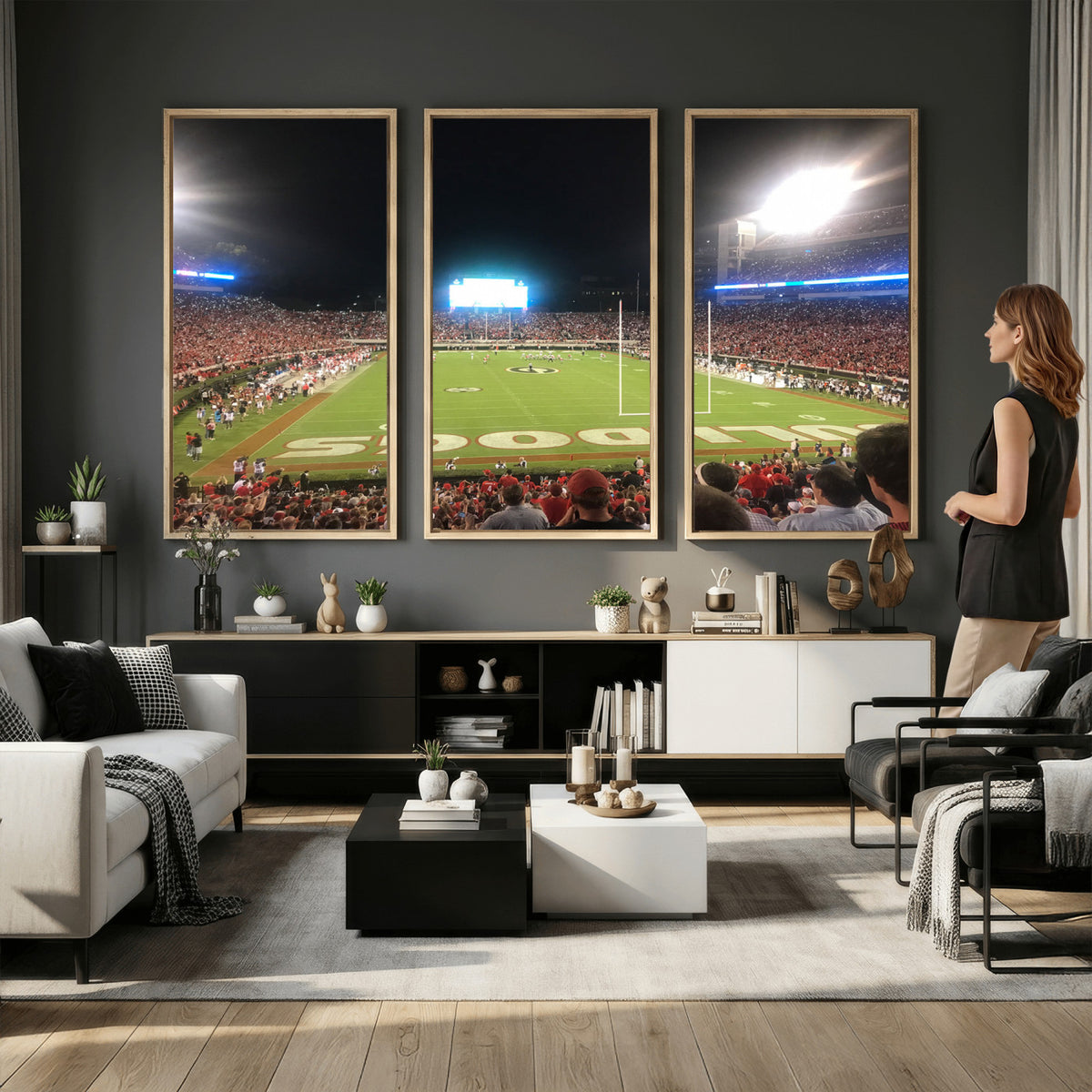 16230786-MGV-CV-36X24 - Dooley Stadium Wall Art, Sports Arena Panoramic Canvas Print, Modern Stadium Landscape Artwork for Home, Office