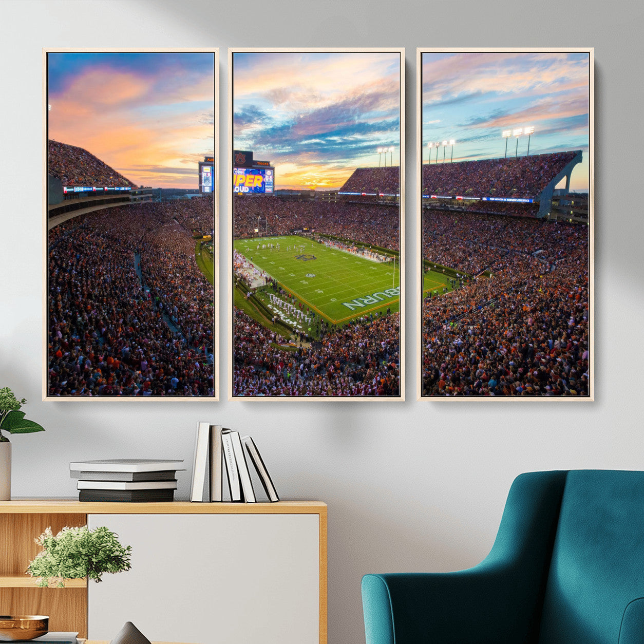 29755746-MGV-CV-36X24-Jordan-Hare Stadium Wall Art Canvas Print, Football Stadium Aerial View, College Sports Art for Man Cave or Game Room