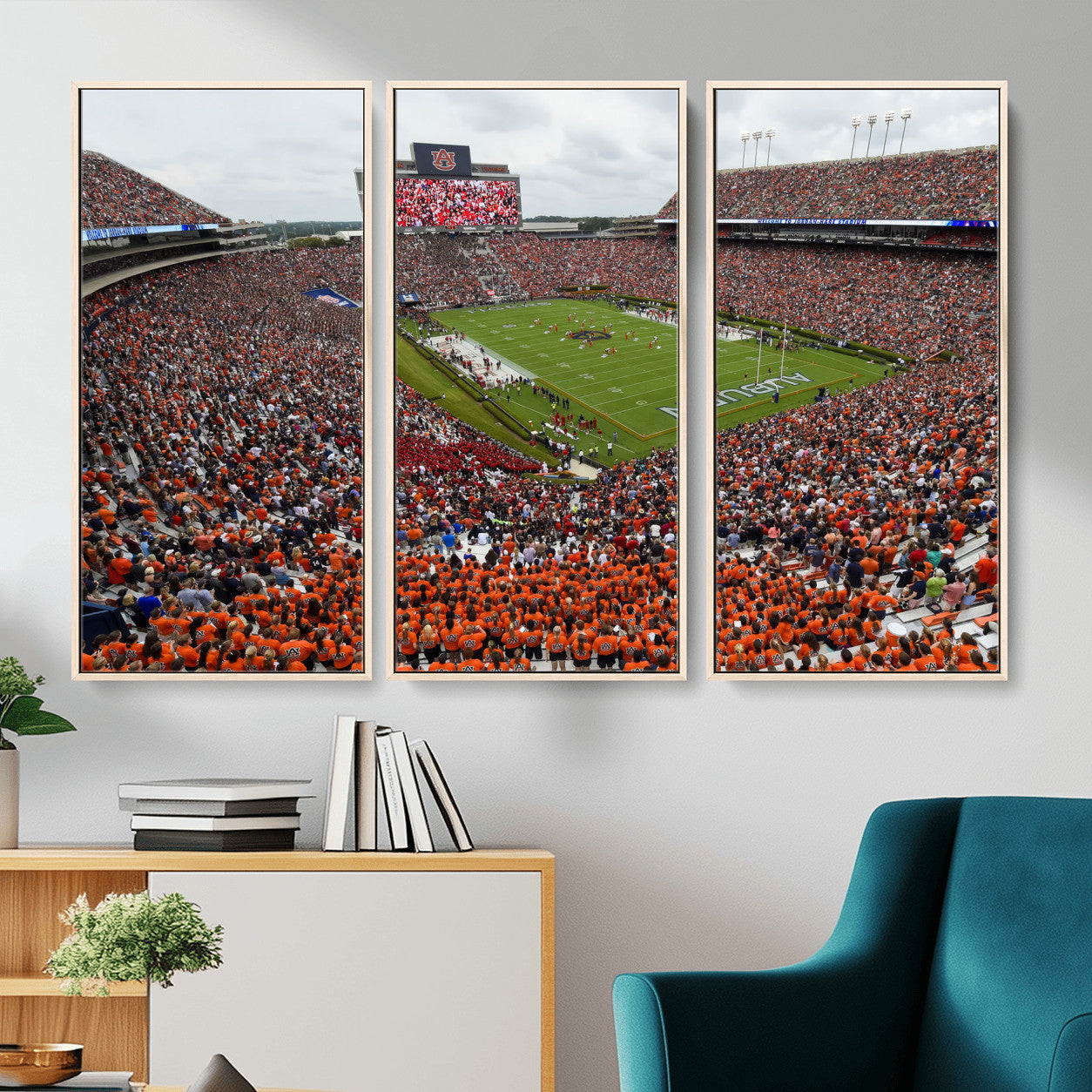 39597998-MGV-CV-36X24-Jordan-Hare Stadium Wall Art Canvas Print, College Sports Art for Man Cave or Game Room, Framed Alabama Football Decor