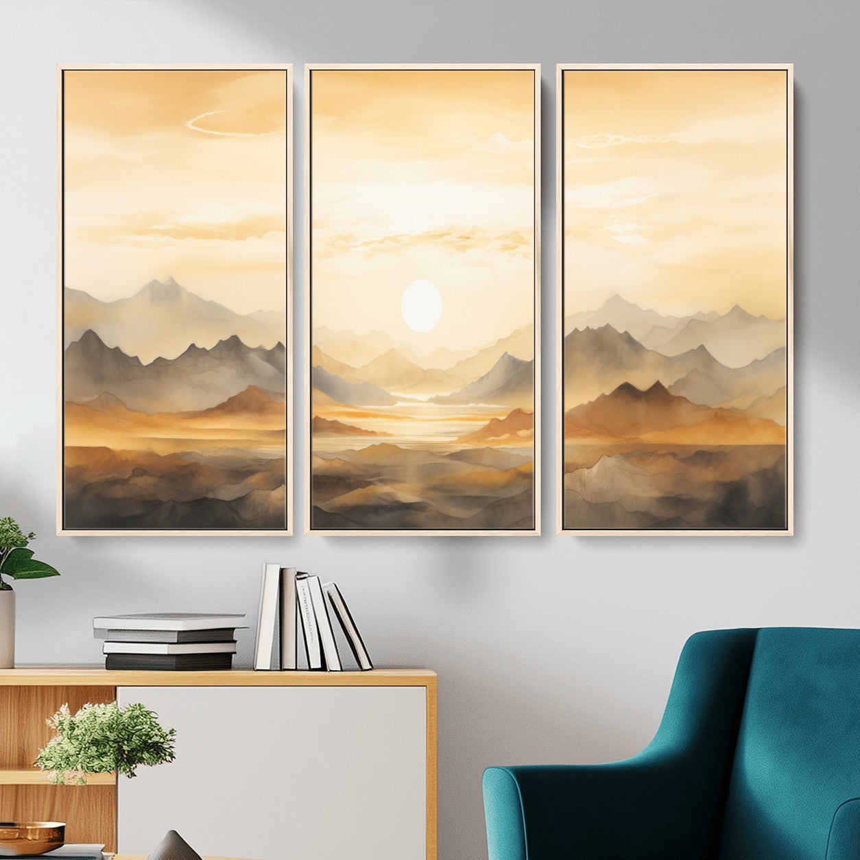 Nihat1-29-MGV-CV-36X24-Sepia Color Abstract Mountain Wall Art Canvas Print