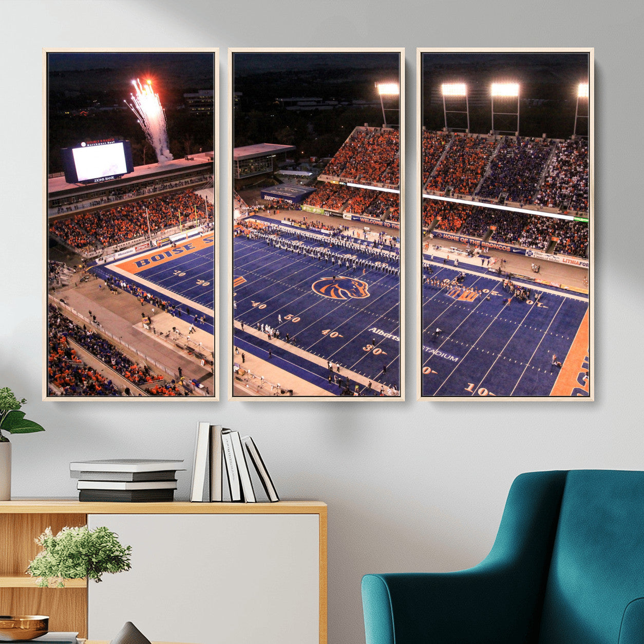 BS1001S-MGV-FC-48X32-3P - Boise State Broncos Albertsons Stadium Wall Art Canvas Print