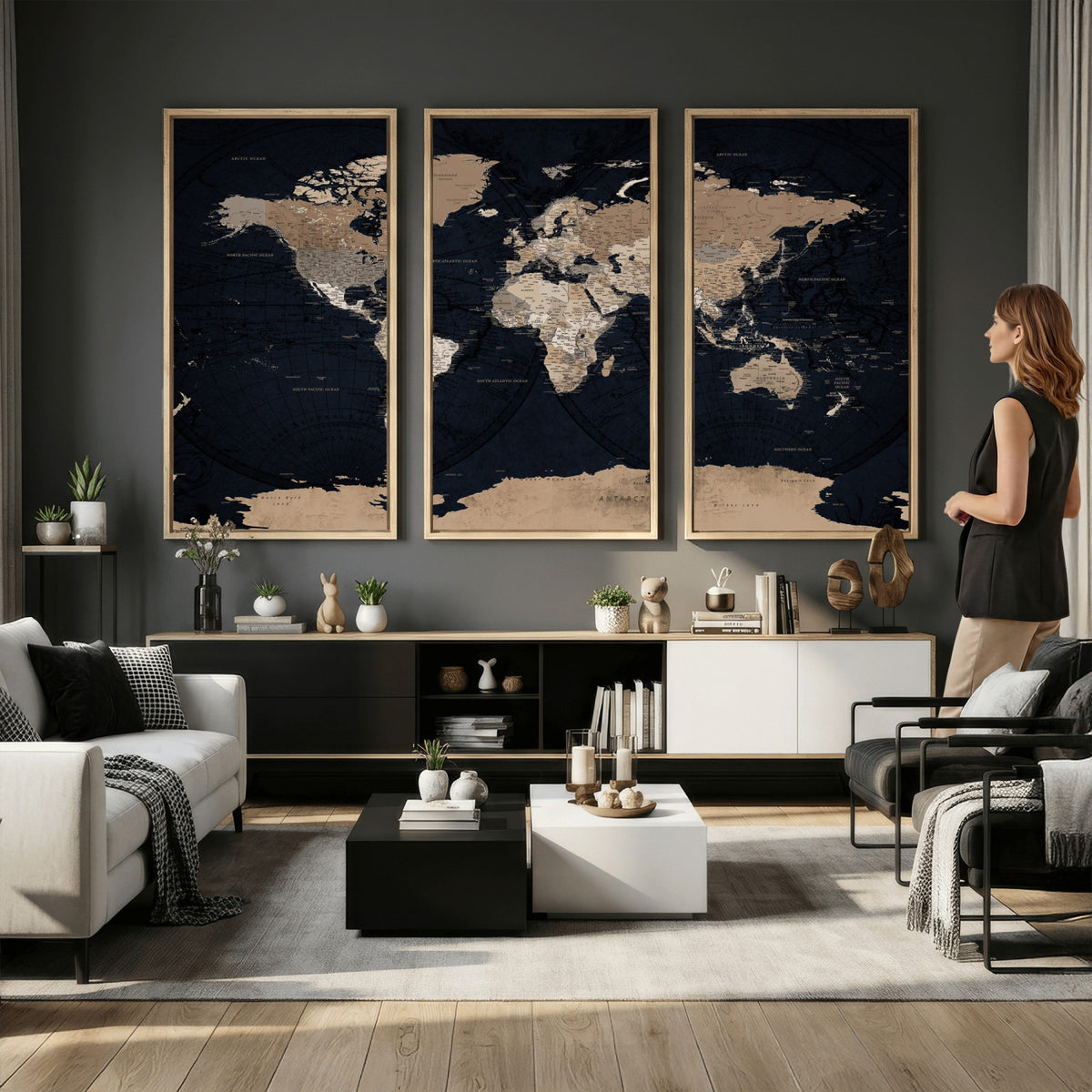 25812727-MGV-CV-36X24 - Grunge Wall Art World Map Canvas Print