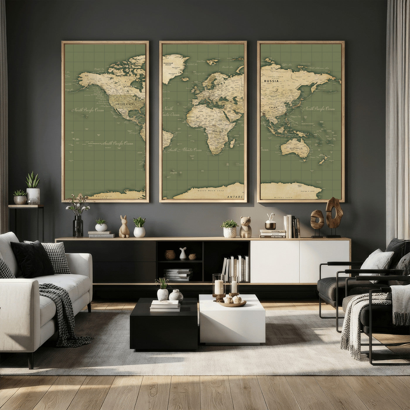 13750241-MGV-CV-36X24 - World Map Wall Art Canvas Print, Modern Decorative Framed Map Artwork Prints for Living Room, Office, Bedroom Wall Decor