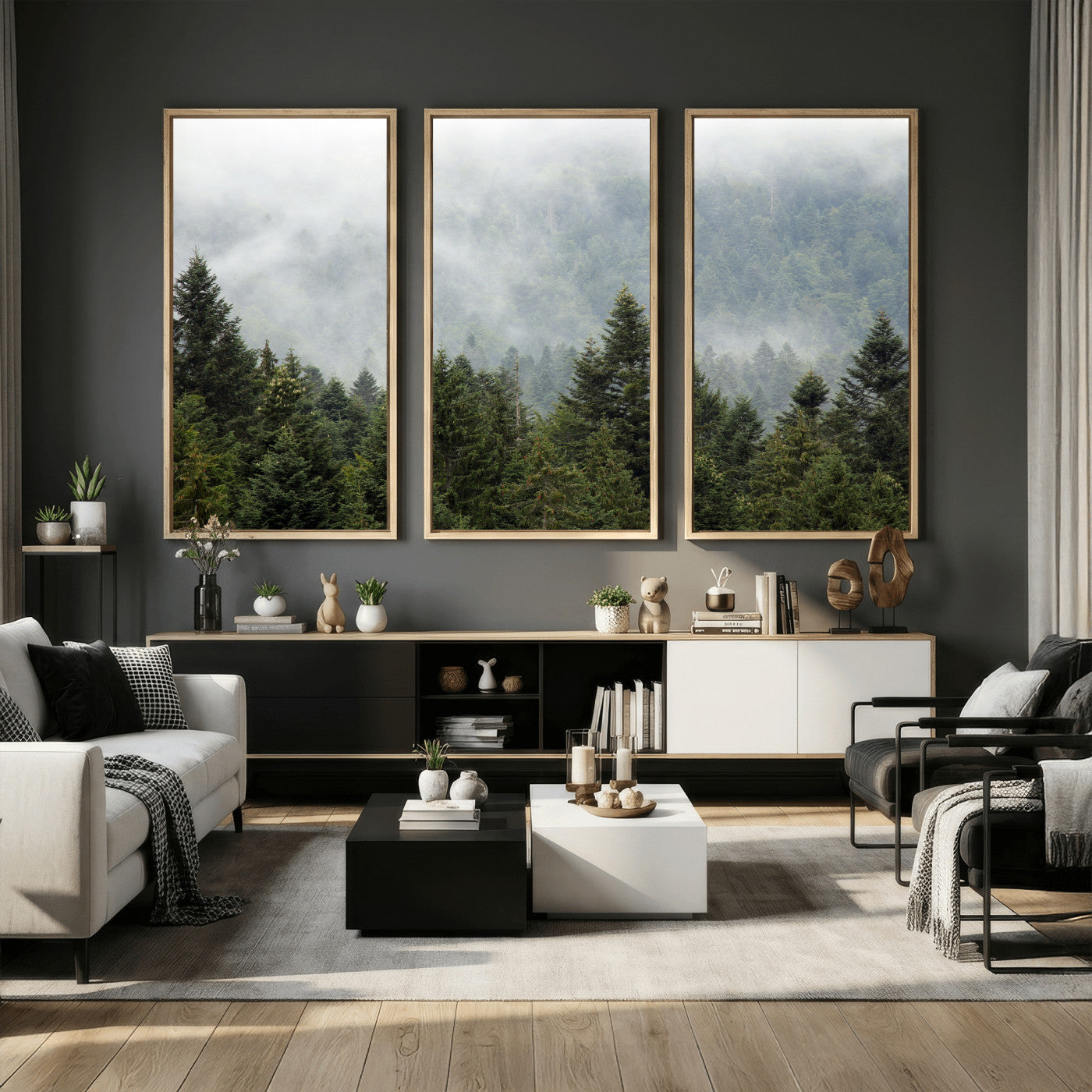 37010054-MGV-CV-36X24 - Misty Mountain Forest Wall Art Canvas Print