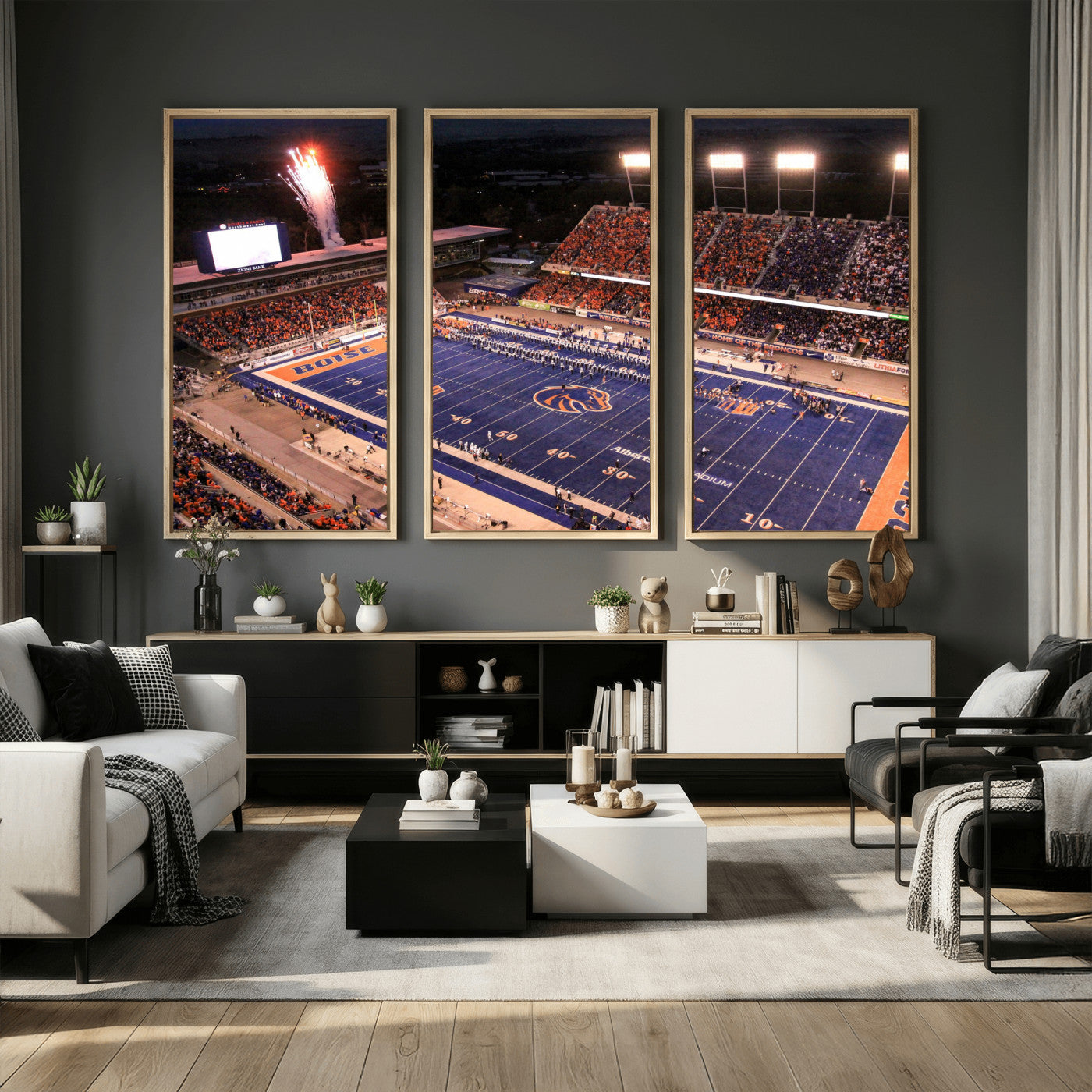 58849575-MGV-CV-36X24 - Boise State Stadium Large Wall Art Canvas Print for Living Room Office Wall Decor