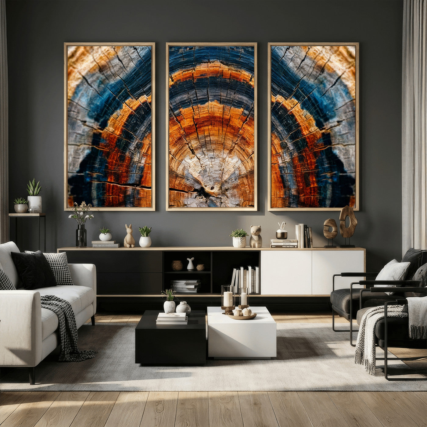 92693966N-MGV-CV-36X24 - Abstract Wood Grain Canvas Print, Tree Ring Pattern Wall Art, Framed Canvas Ready to Hang