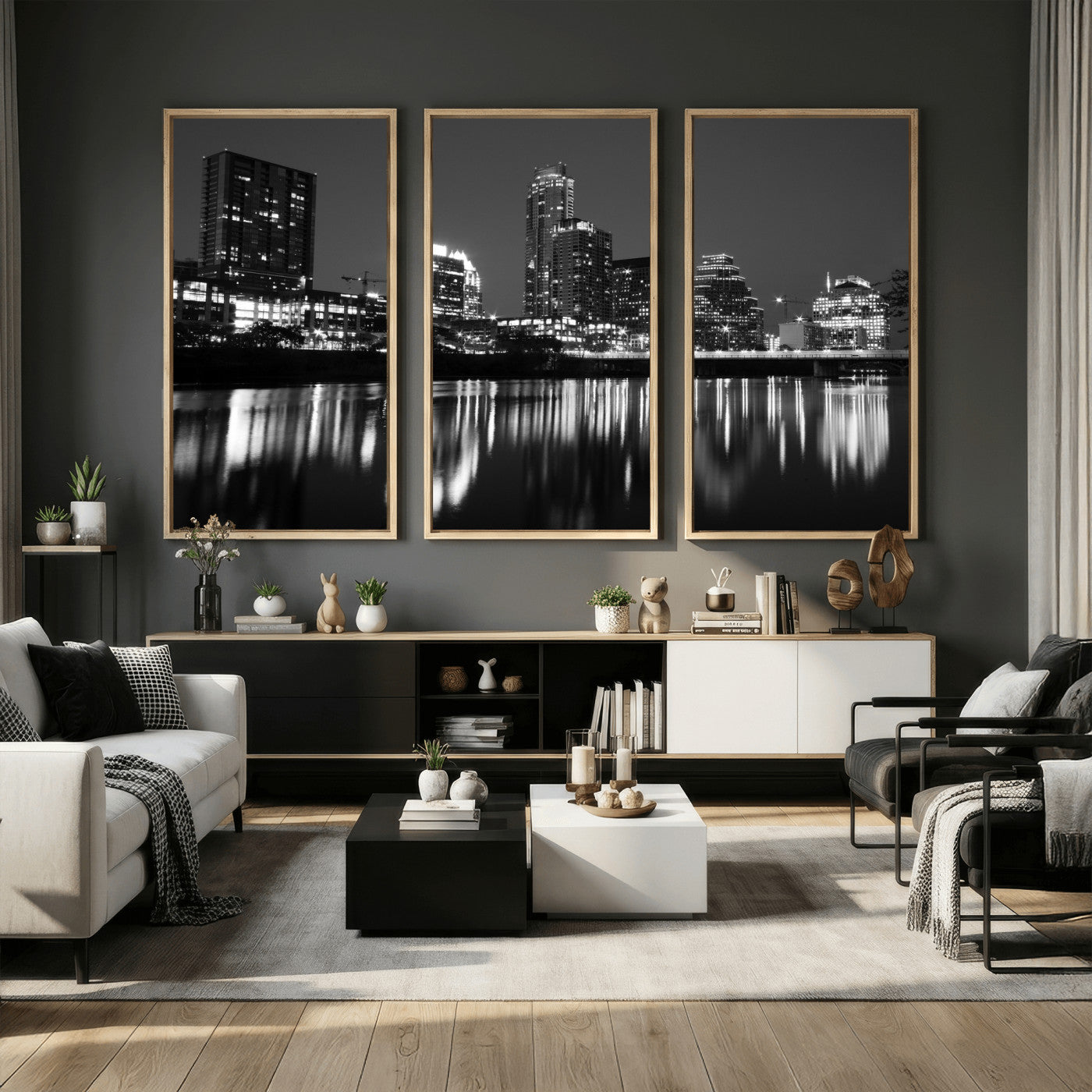 38129554-MGV-CV-36X24 - Austin Skyline Wall Art Canvas Print, Austin Downtown Night Cityscape Print for Modern Urban Wall Decor