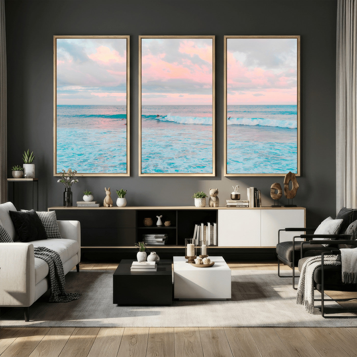 73216461-MGV-CV-36X24 - Ocean Wave Wall Art Canvas Print, Pastel Surf Seascape Photography, Coastal Beach Wall Decor