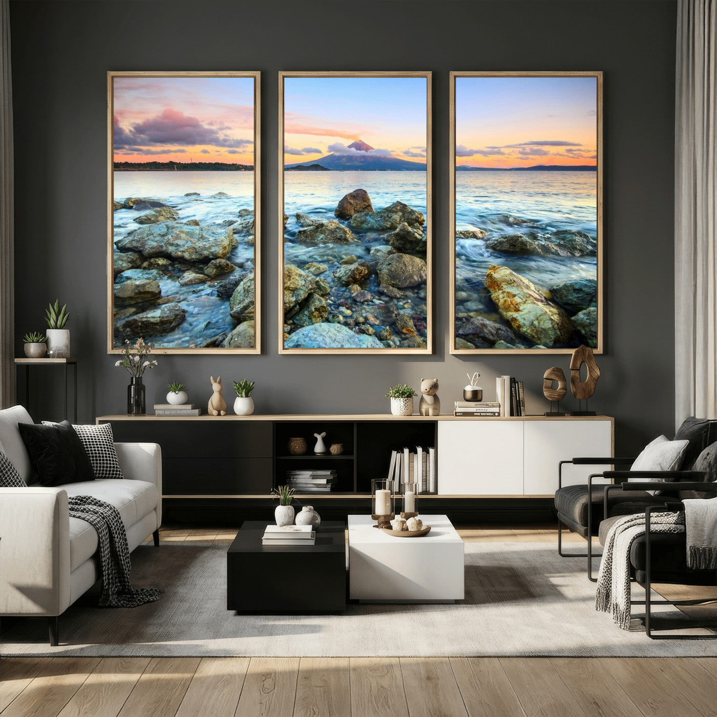 46869511-MGV-CV-36X24 - Mayon Volcano Seascape Landscape Wall Art Canvas Print, Tropical Ocean Shore Mountain Canvas Print, Philippines Coastal Scenic Art Printing