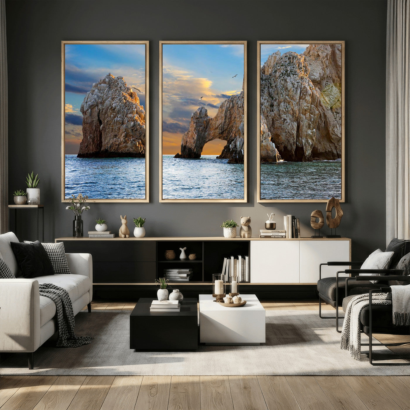 63505689-MGV-CV-36X24 - El Arco Cabo San Lucas Ocean Arch Wall Art Canvas Print, Baja California Rock Arch Seascape Canvas Print, Mexico Coastal Landmark Scenic Art Printing