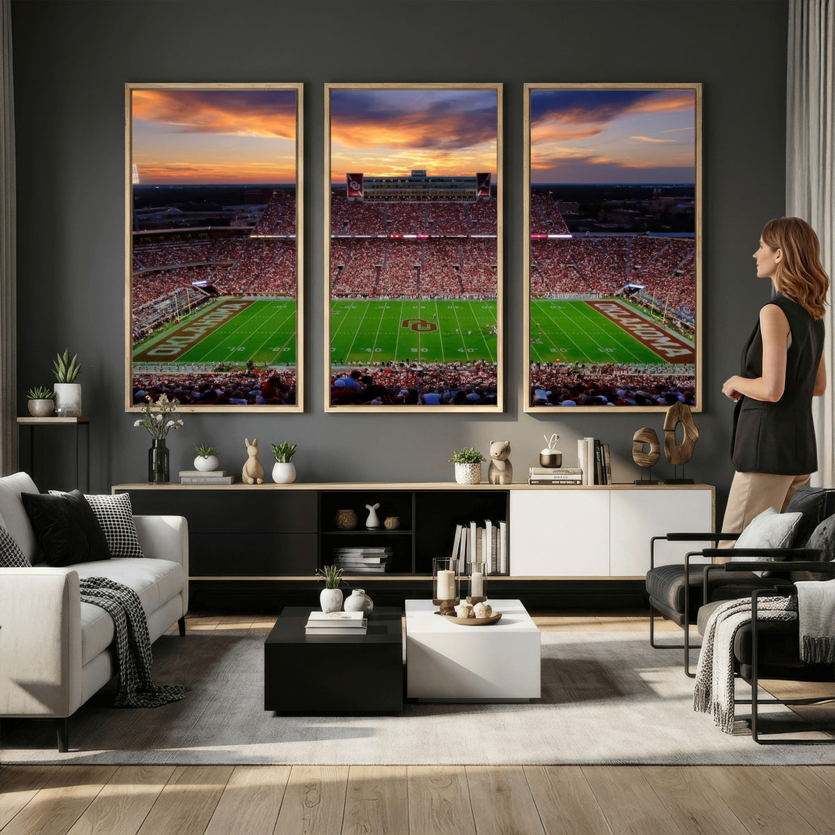 51457497-MGV-CV-36X24 - Oklahoma Sooners Stadium Wall Art Canvas Print, College Football Decor