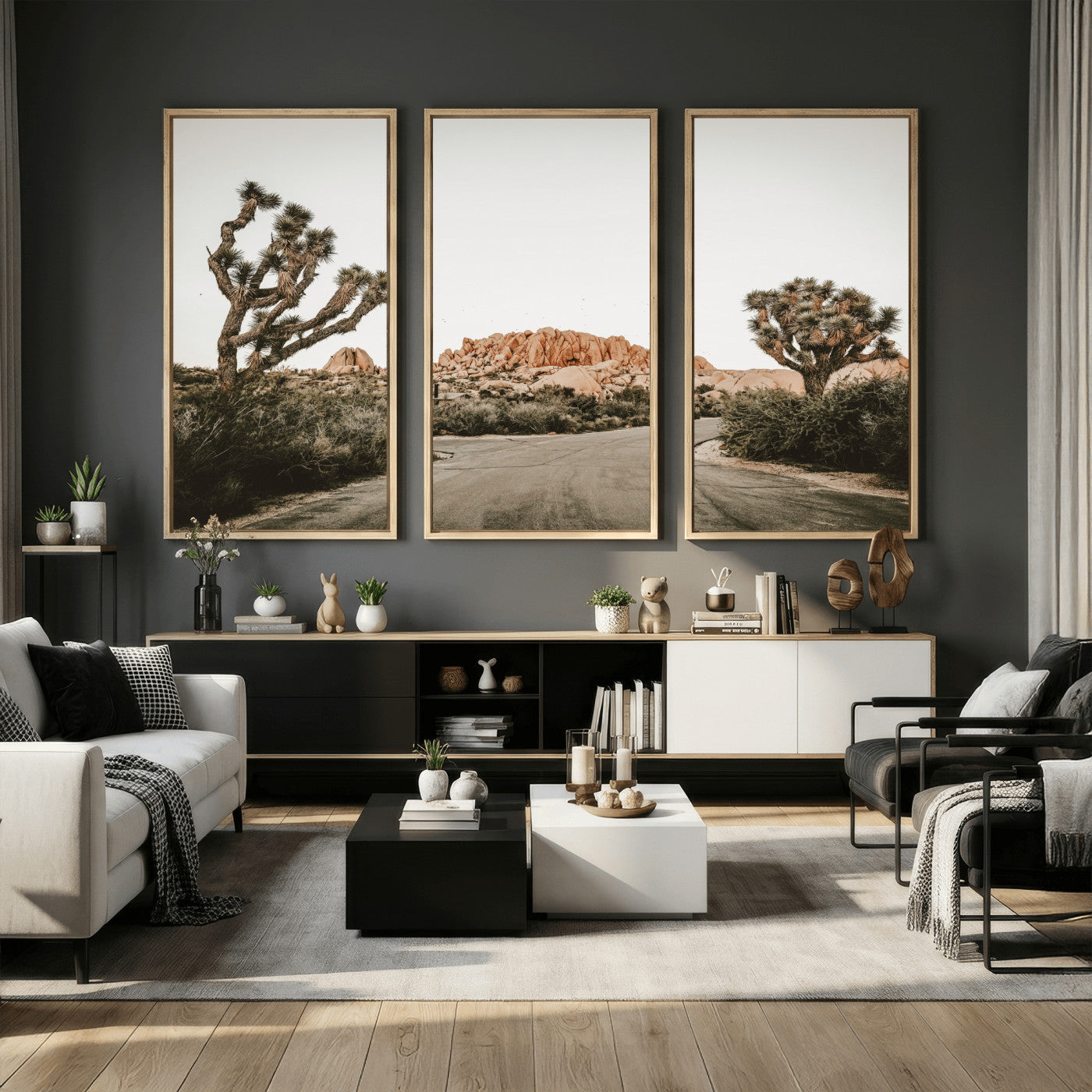 97248544-MGV-CV-36X24 - Joshua Tree Desert Wall Art Canvas Print, Minimal Southwestern Landscape Nature Wall Decor for Modern and Boho Interiors