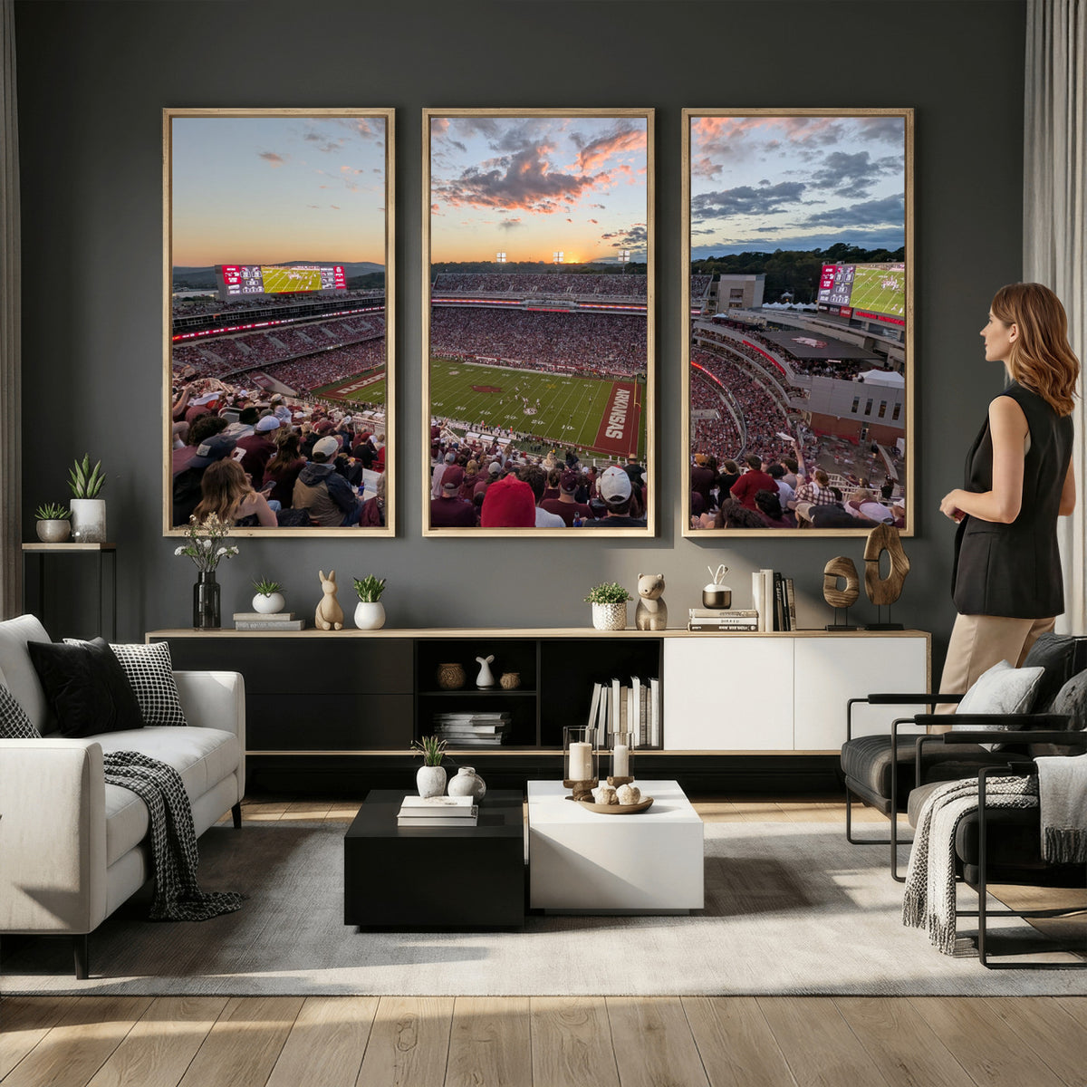 71837429-MGV-CV-36X24 - Donald W. Reynolds Razorback Stadium Wall Art Canvas Print – Arkansas Razorbacks Football Artwork for Home, Office, and Sports Room Decor