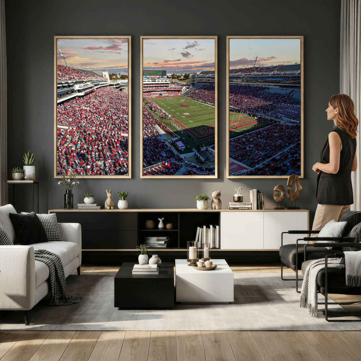 46571211-MGV-CV-36X24 - Donald W. Reynolds Razorback Stadium Wall Art Canvas Print – Arkansas Razorbacks Football Artwork for Home, Office, and Sports Room Decor