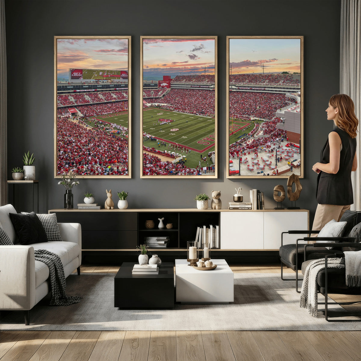 82233065-MGV-CV-36X24 - Donald W. Reynolds Razorback Stadium Wall Art Canvas Print – Arkansas Razorbacks Football Artwork for Home, Office, and Sports Room Decor