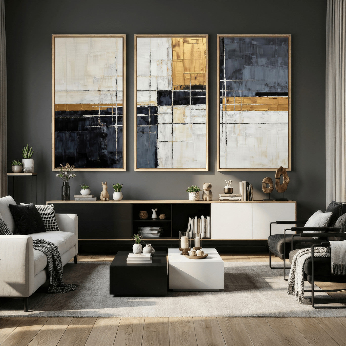 78975677-MGV-CV-36X24 - Gold Abstract Wall Art Canvas Print, Modern Luxury Geometric Painting Wall Decor for Living Room and Office