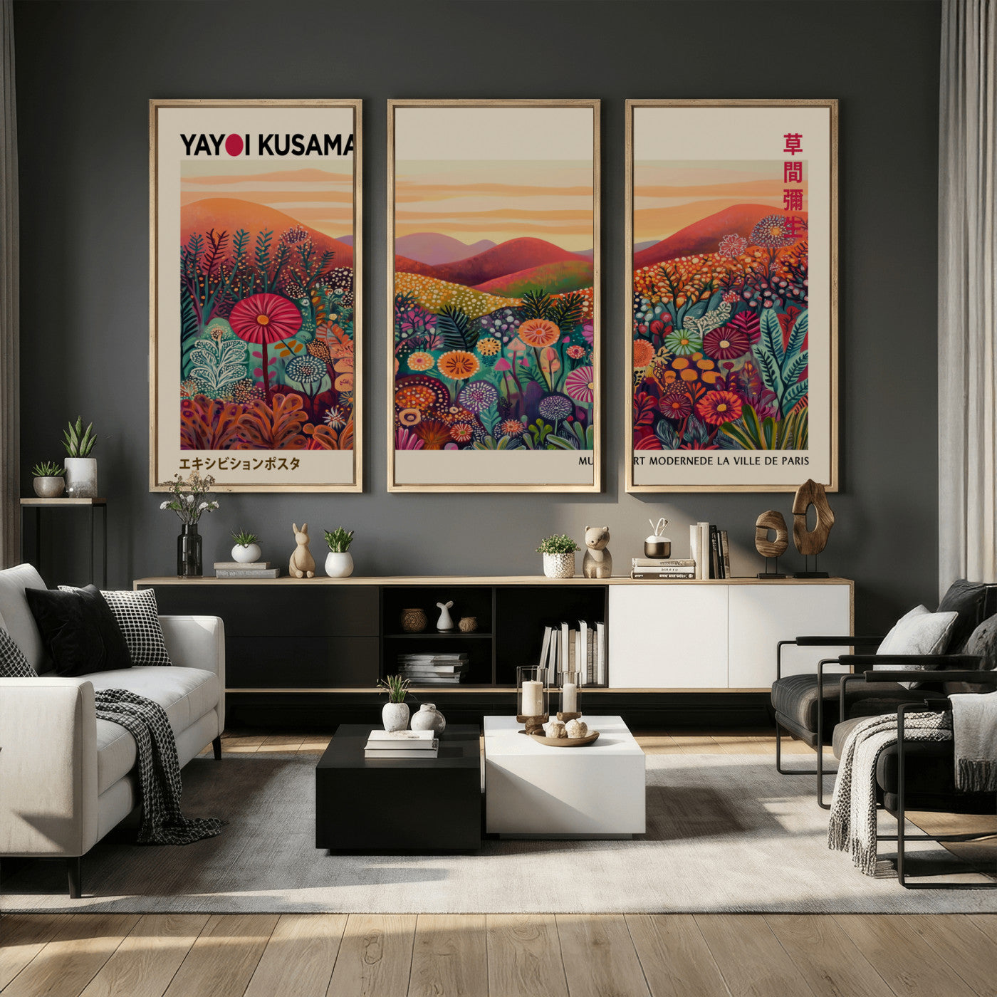 536X9-MGV-CV-36X24 - Yayoi Kusama Colorful Landscape Wall Art Canvas Print – Japanese Contemporary Exhibition Poster Artwork Print