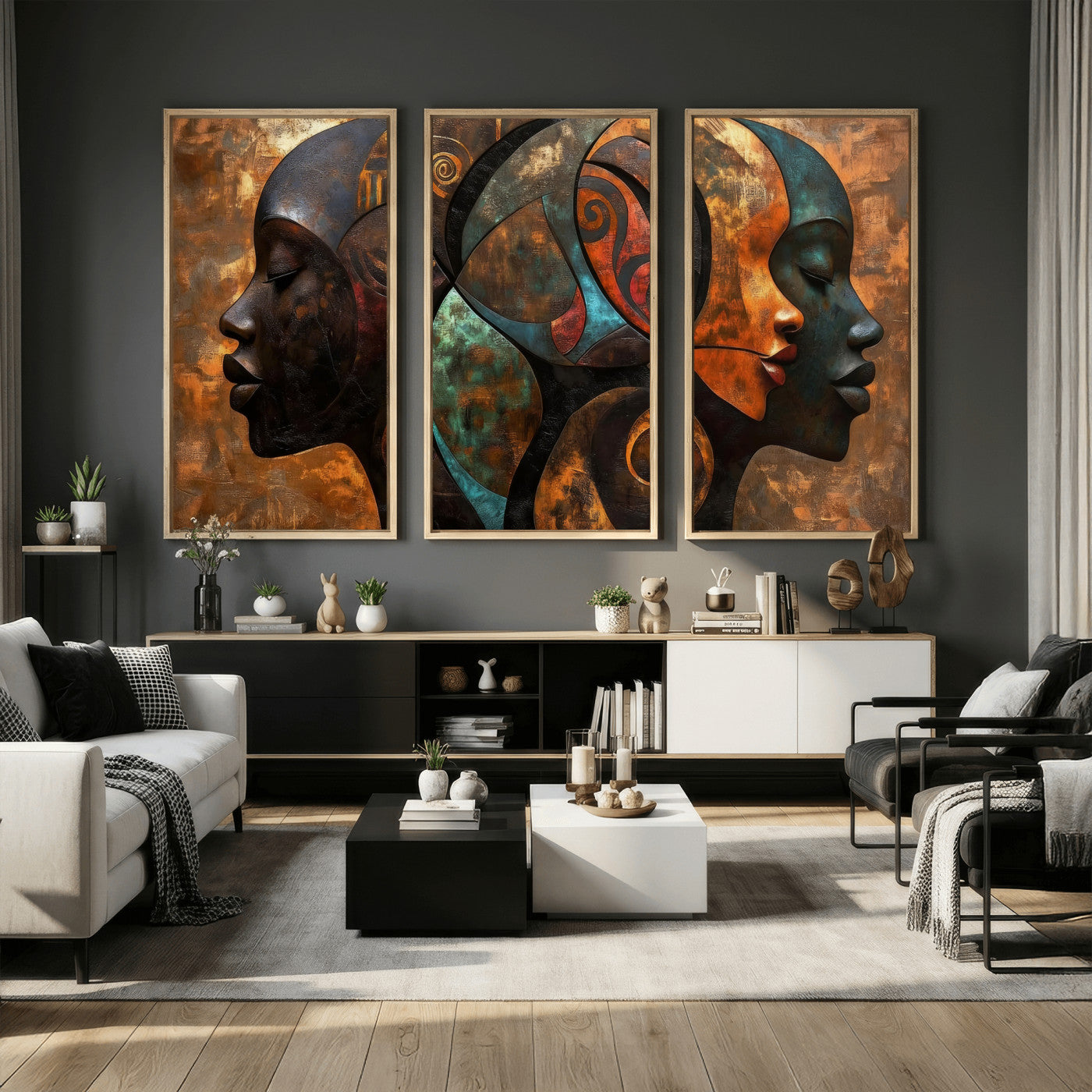 81517886-MGV-CV-36X24 - Abstract Afro American Women Wall Art Canvas Print
