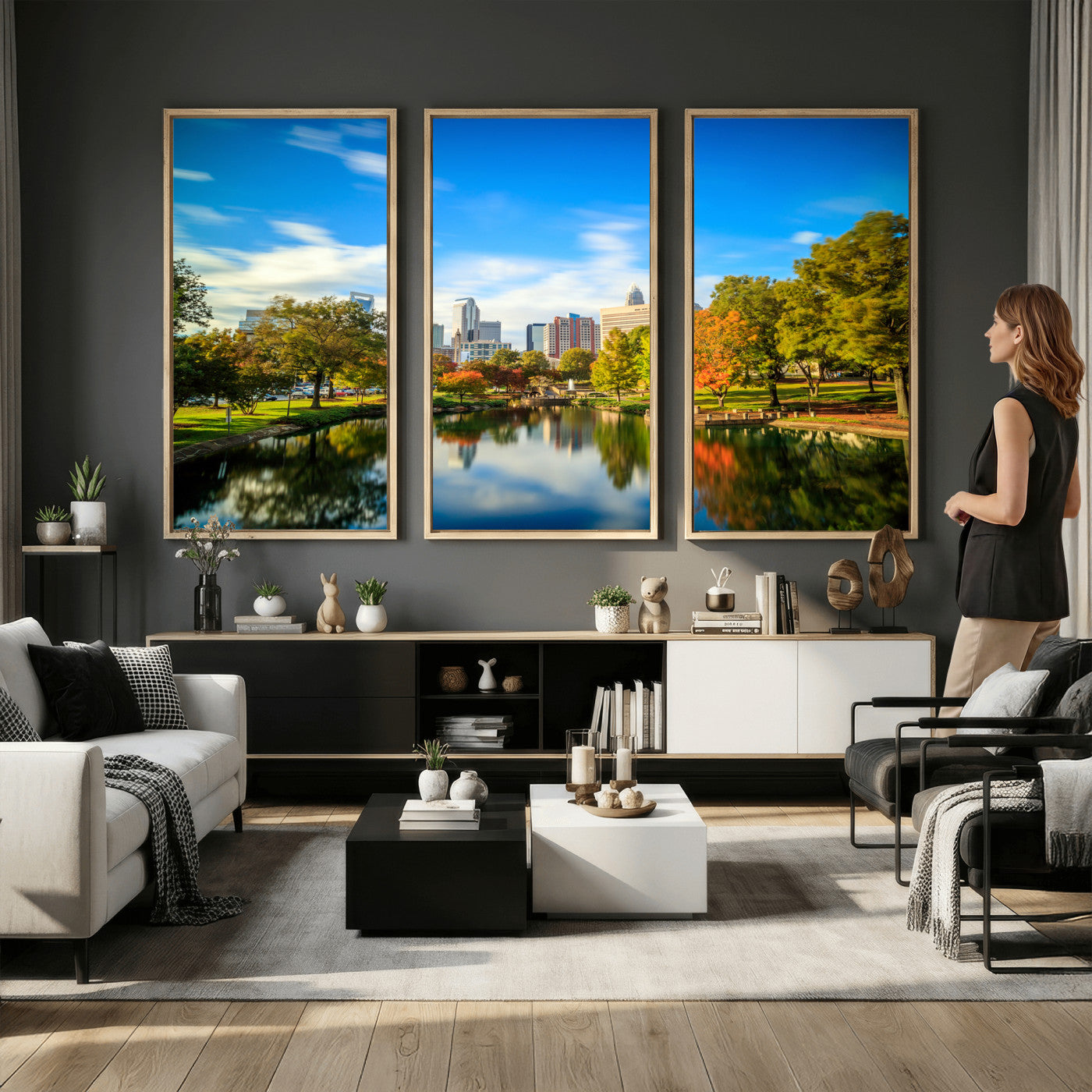 83254720-MGV-CV-36X24 - Charlotte Skyline Canvas Wall Art Print – North Carolina Cityscape Photography Print