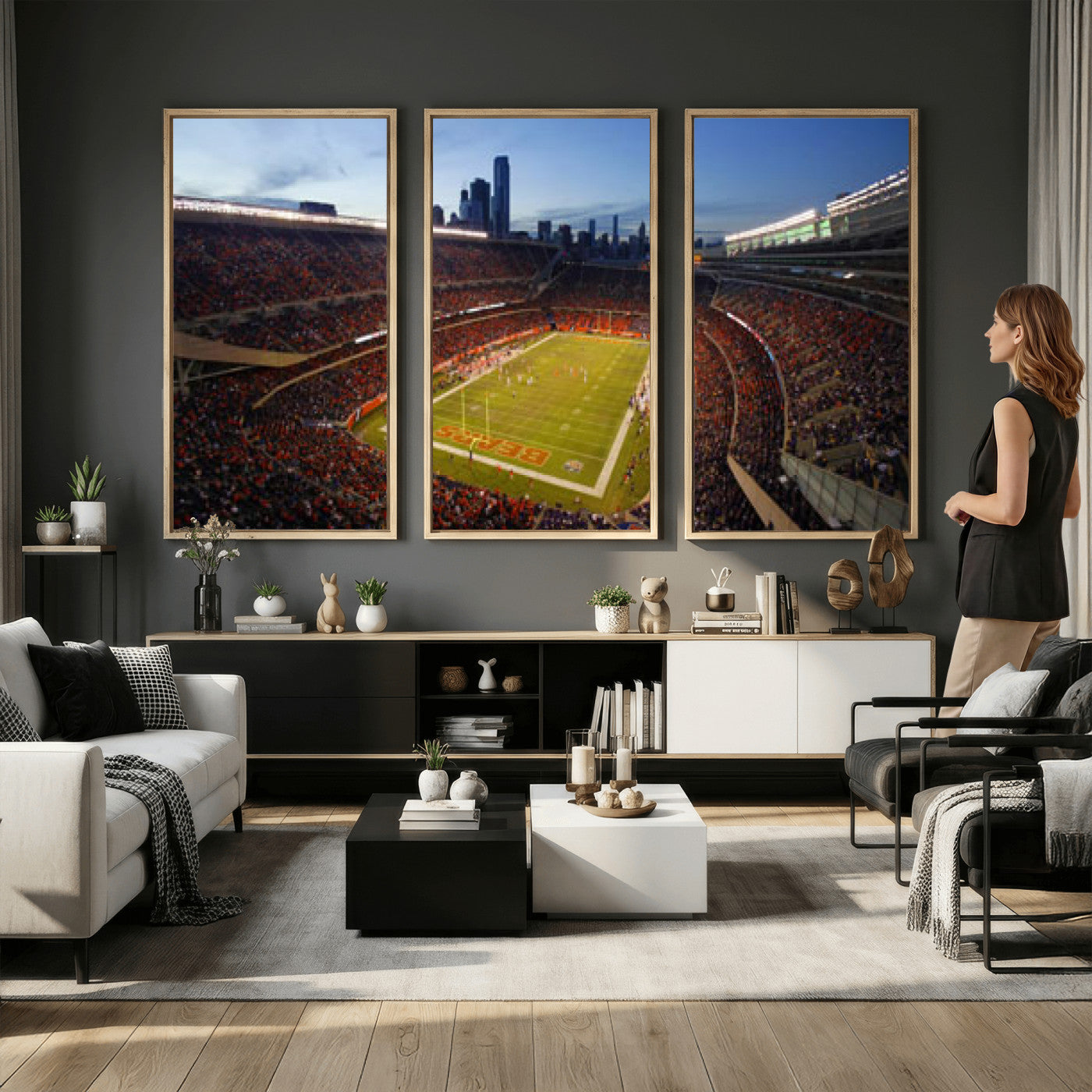 50691720-MGV-CV-36X24 - Chicago Bears Soldier Field Canvas Wall Art, NFL Stadium Panorama Print, Football Arena Photography for Sports Fans