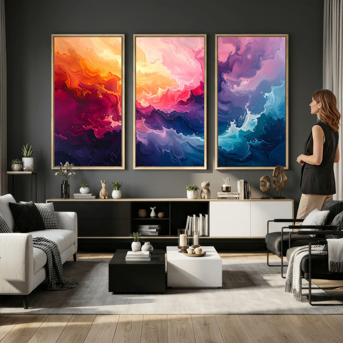 16157633-MGV-CV-36X24 - Large Colorful Abstract Canvas Wall Art Print, Vibrant Popup Color Art Print