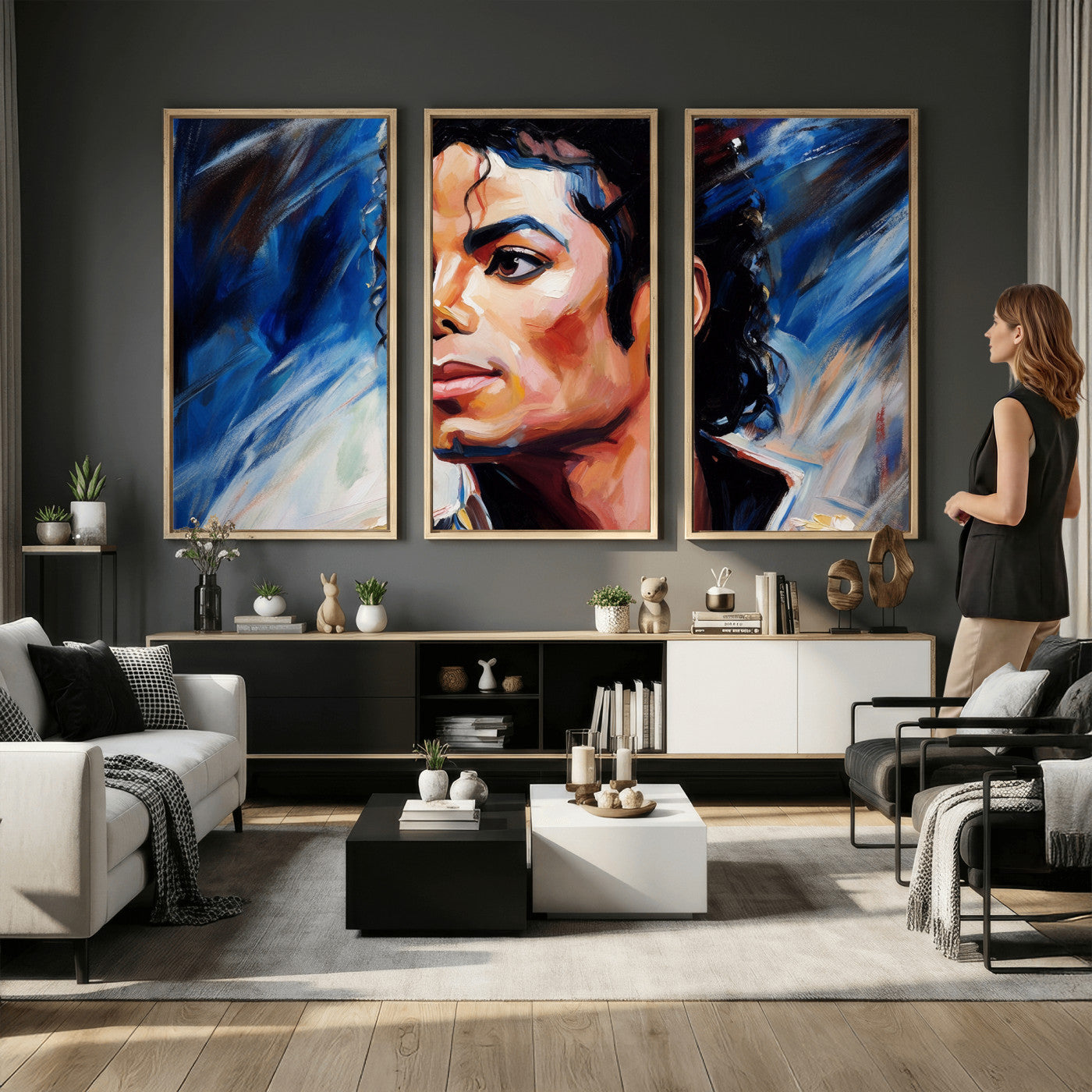 51466481-MGV-CV-36X24 - Abstract Michael Jackson Photo Wall Art Canvas Print