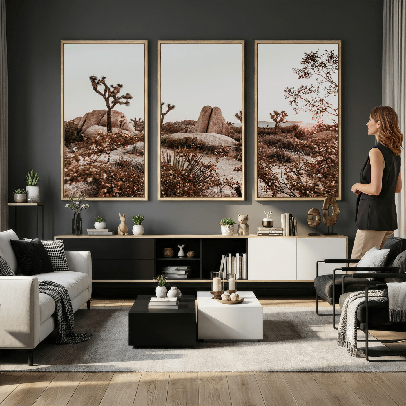 75778944-MGV-CV-36X24 - Joshua Tree Desert Canvas Wall Art Print - Desert Landscape Photography, Boho Southwest Wall Decor, Nature Canvas - Ready to Hang