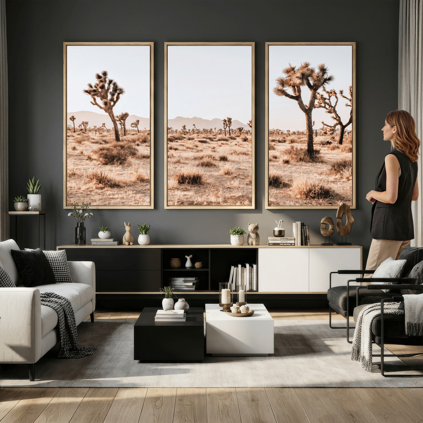 33549408-MGV-CV-36X24 - Joshua Tree Desert Canvas Wall Art Print, Desert Landscape Photography, Boho Southwest Wall Decor, Nature Canvas, Ready to Hang