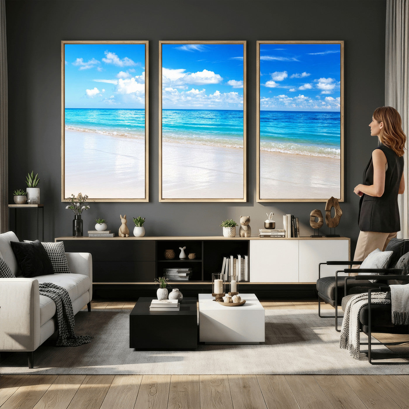67491909-MGV-CV-36X24 - Tropical Beach Ocean Wall Art Canvas Print for Home Decor