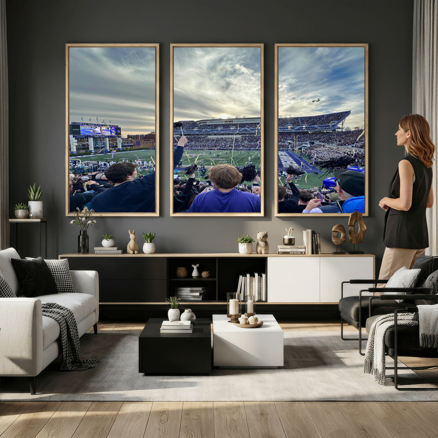 400867JMU-MGV-CV-36X24 - JMU Stadium Wall Art Canvas Print for Game Room Decor - James Madison University Stadium