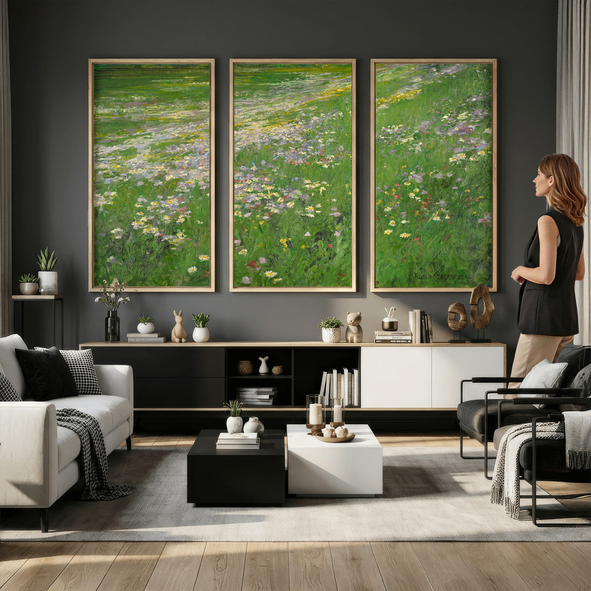 63535040-MGV-CV-36X24 - Alexander Koester Flower Meadow Canvas Wall Art, Vintage Landscape Print