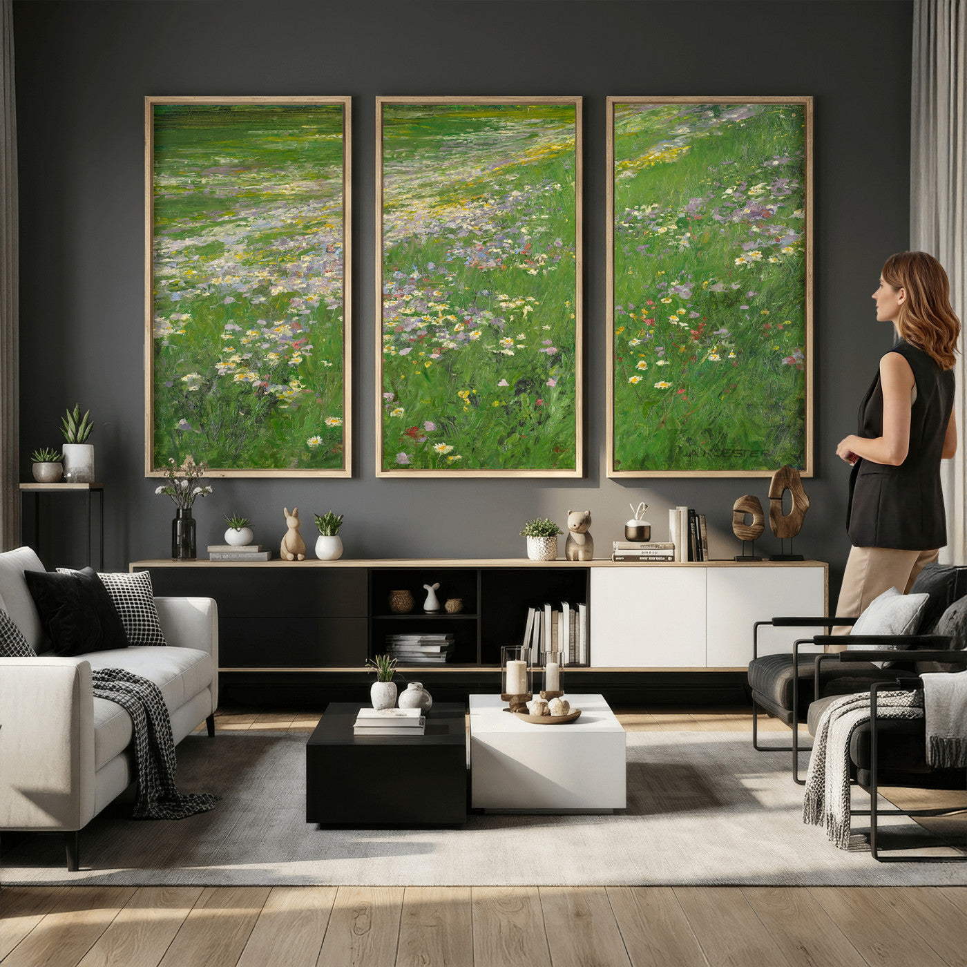 63535040-MGV-CV-36X24 - Alexander Koester Flower Meadow Canvas Wall Art, Vintage Landscape Print