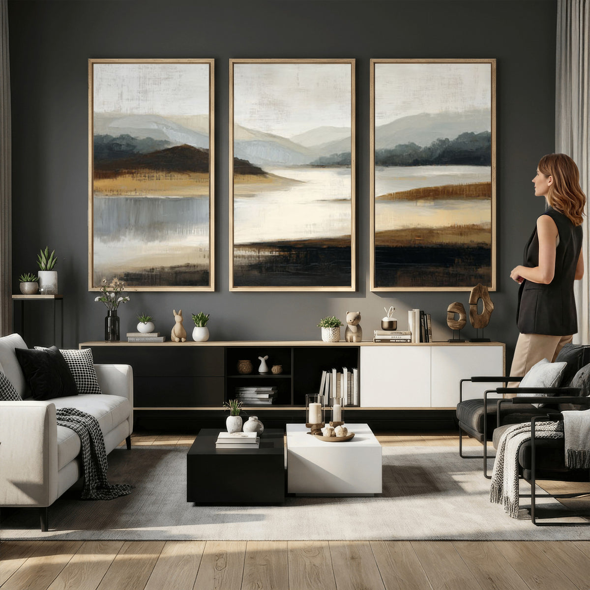 36730896-MGV-CV-36X24 - Modern Abstract Landscape Canvas Wall Art, Minimalist Nature Printing