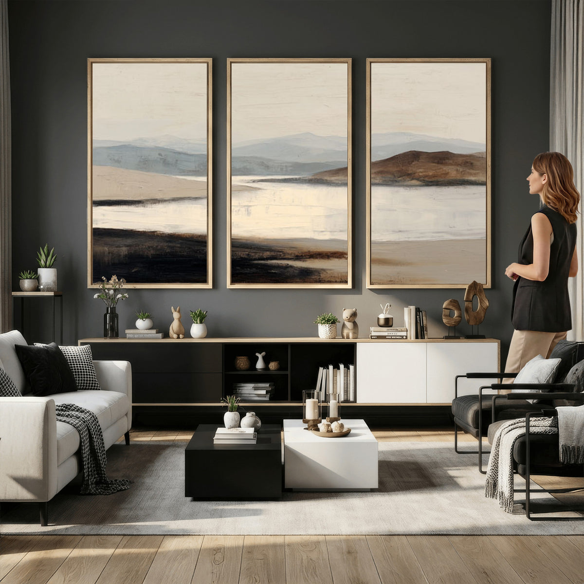 36873679-MGV-CV-36X24 - Modern Abstract Landscape Canvas Wall Art, Minimalist Nature Printing