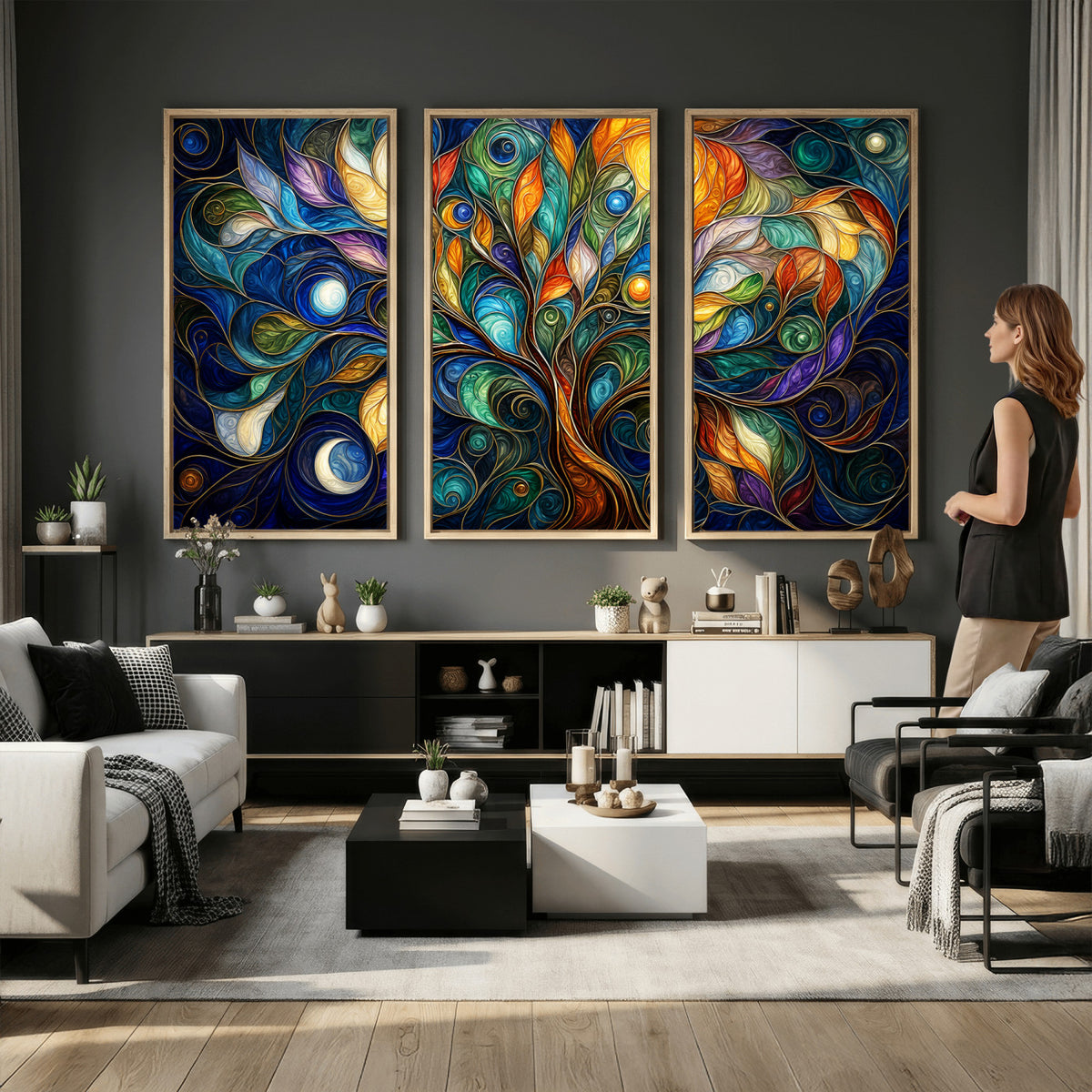 60127105-MGV-CV-36X24 - Psychedelic Tree Of Life Wall Art - Vibrant Swirl Cosmic Nature Decor