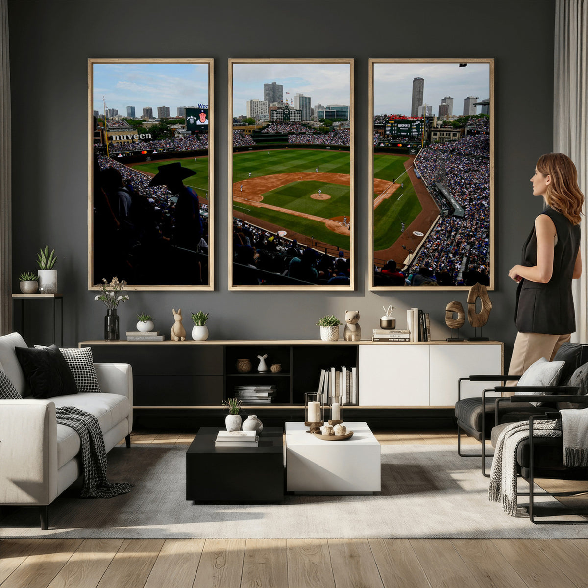 34859D-MGV-CV-36X24 - Chicago Cubs Baseball Team Print - Wrigley Field Stadium