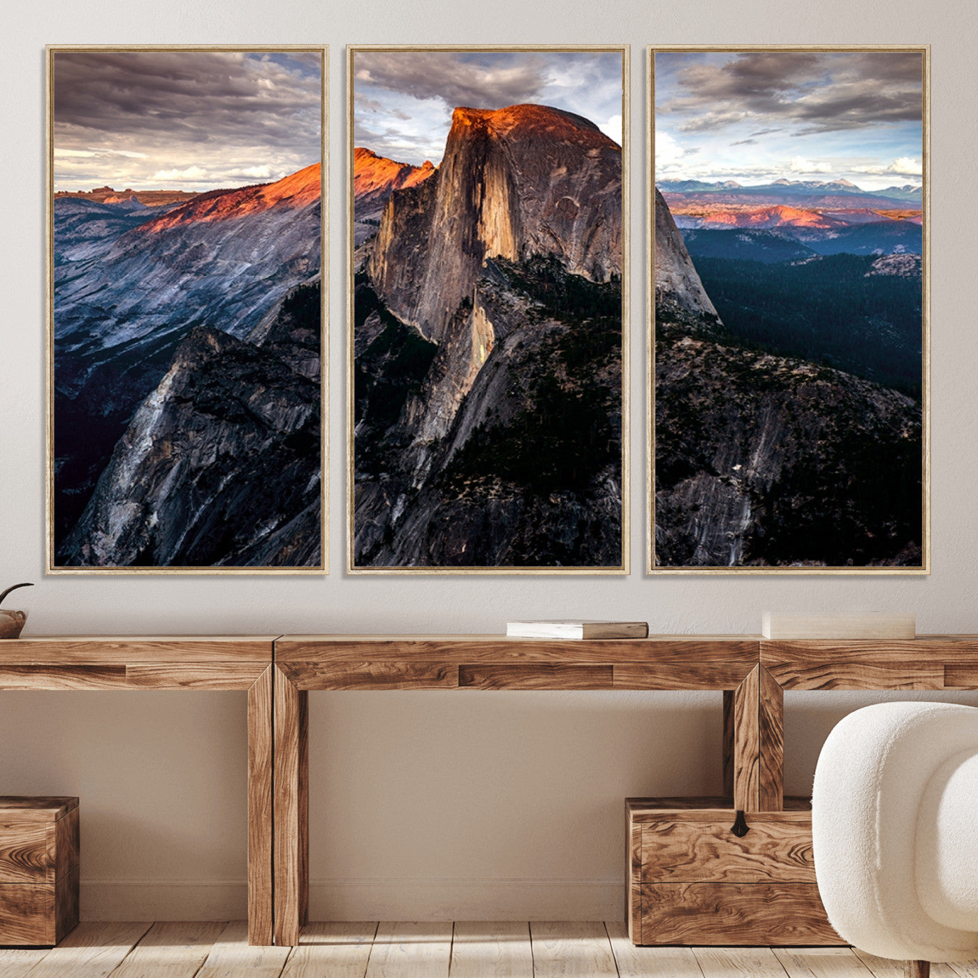 20714-MGV-CV-36X24-Half Dome Wall Art Print - Yosemite Majestic Triptych Landscape Print – National Park Nature Decor for Living Room or Office – Ready to Hang