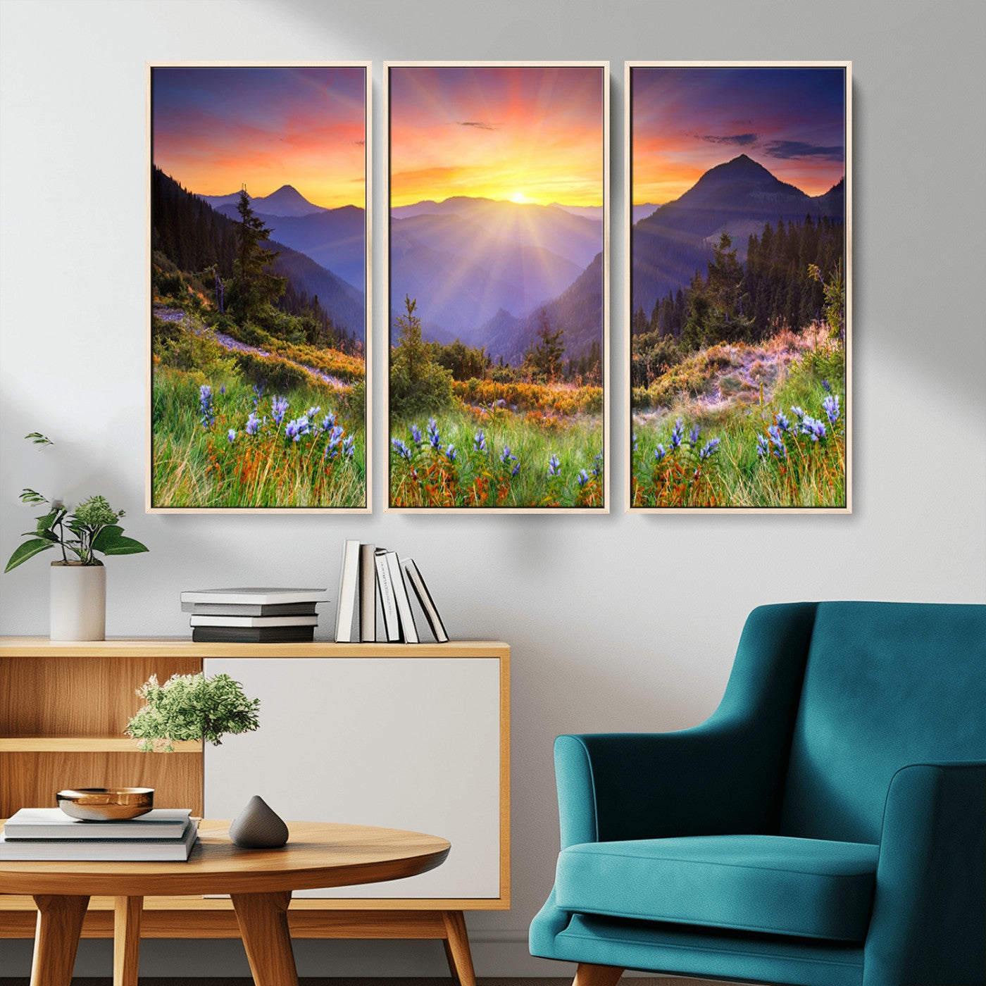 MGV-FC-48X32-3P - Mountain and Spring Wall Art Canvas Print