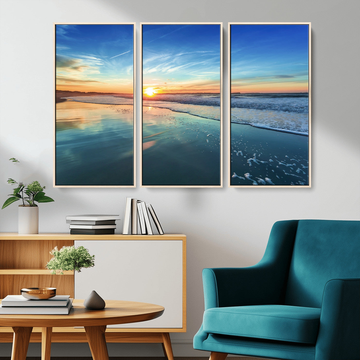 MGV-FC-48X32-3P - Blue Sky and Beach Wall Art Canvas Print