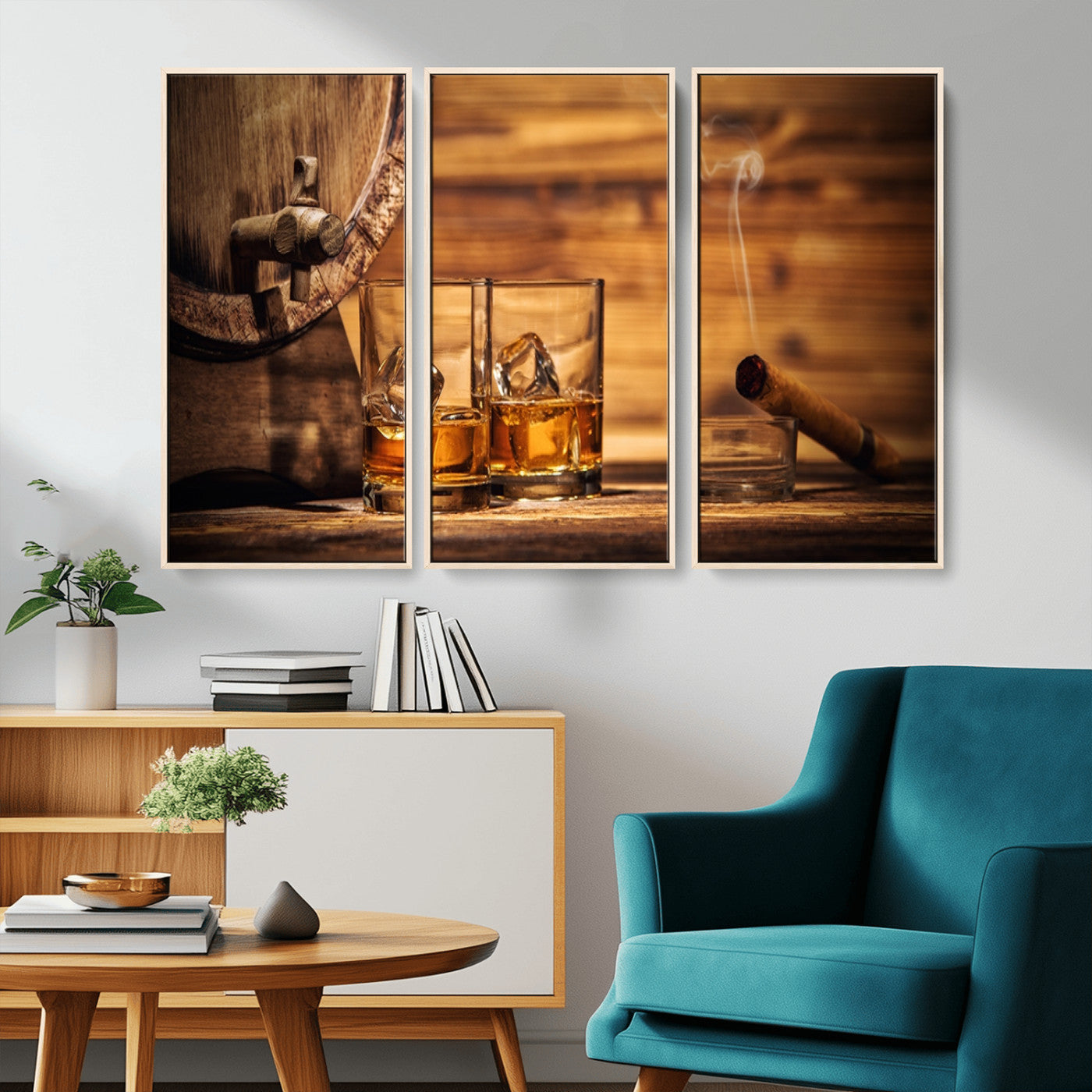 MGV-FC-48X32-3P - Rustic Whiskey and Barrel Canvas Print