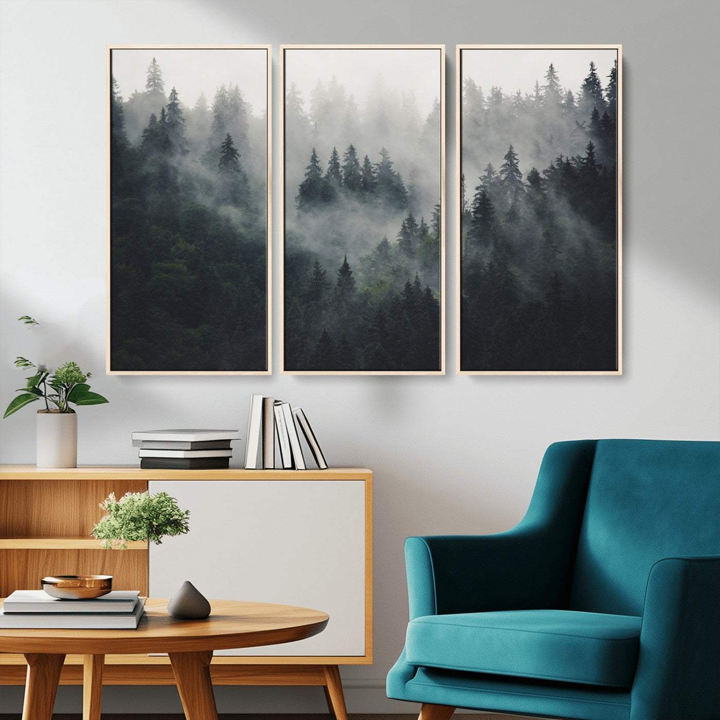 MGV-FC-48X32-3P - Nature Wall Decor - Serene Triptych Nature Print – Woodland Landscape Decor for Living Room or